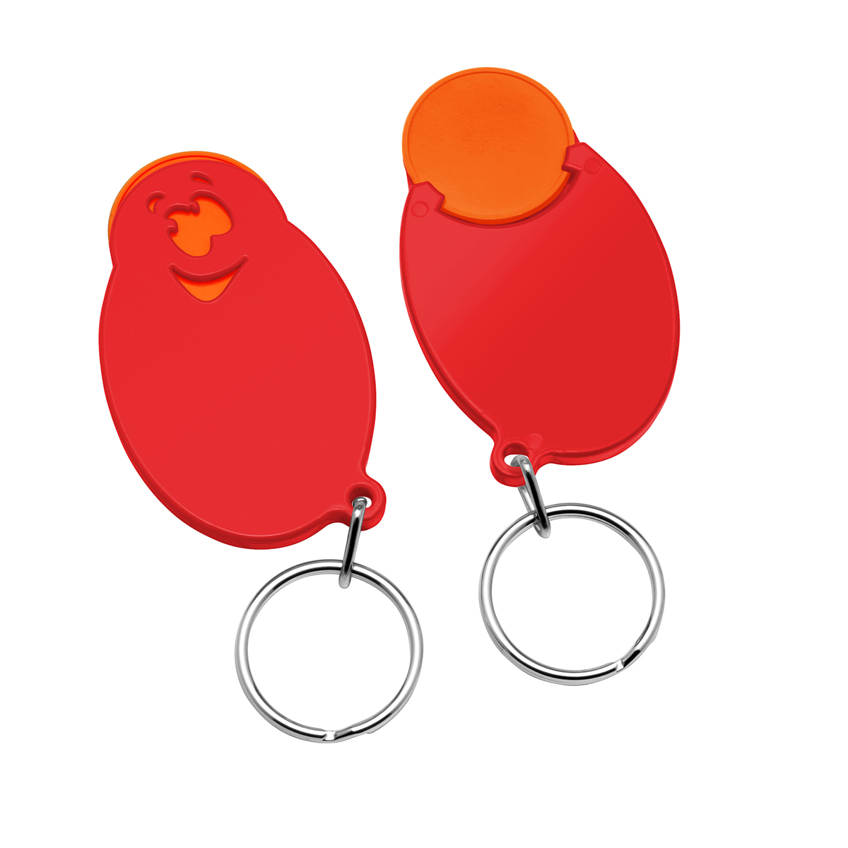 Chiphalter mit 1€-Chip "Gesicht", Chip orange, Chiphalter rot