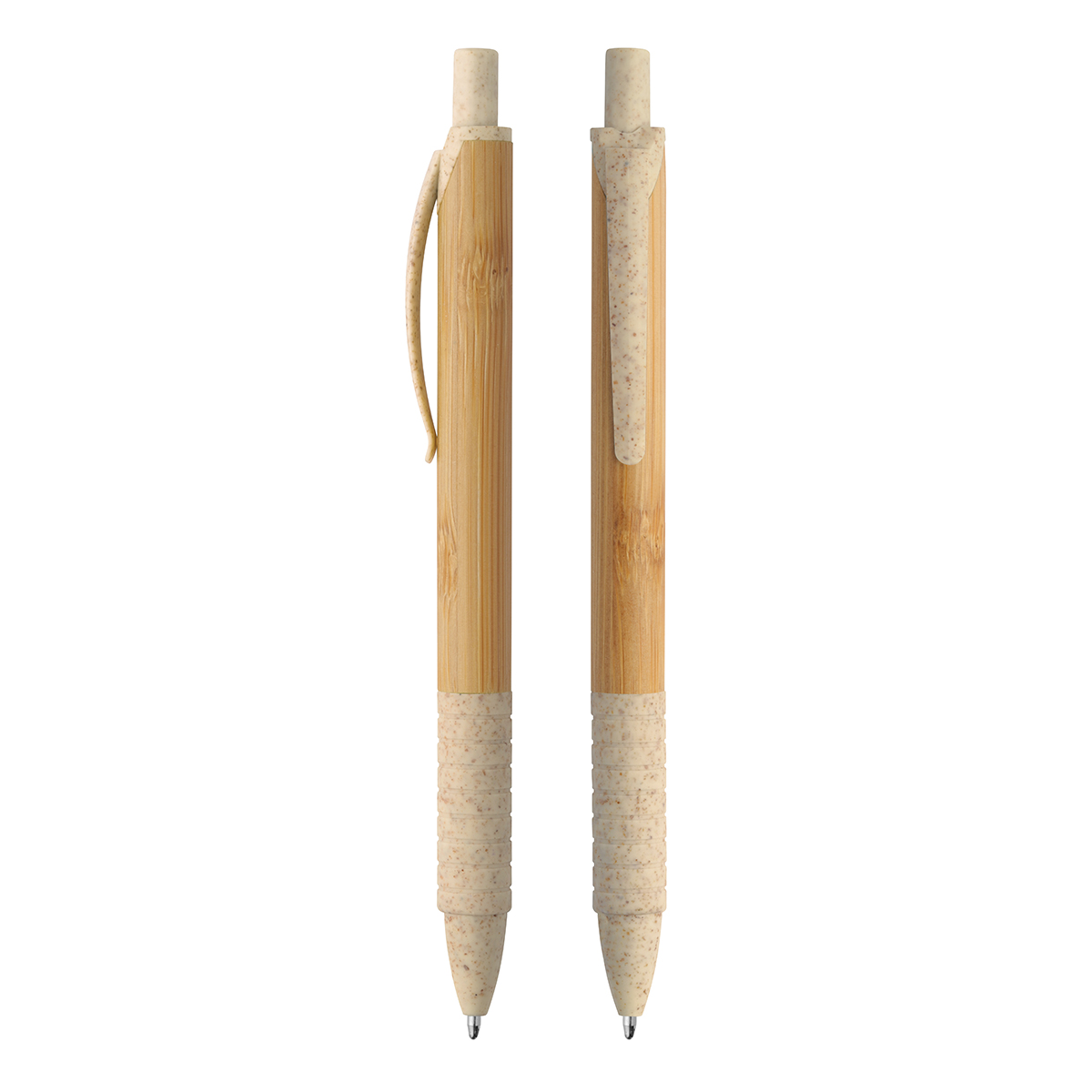 Druckkugelschreiber Bambus, Grundfarbe beige, Zusatzfarbe beige