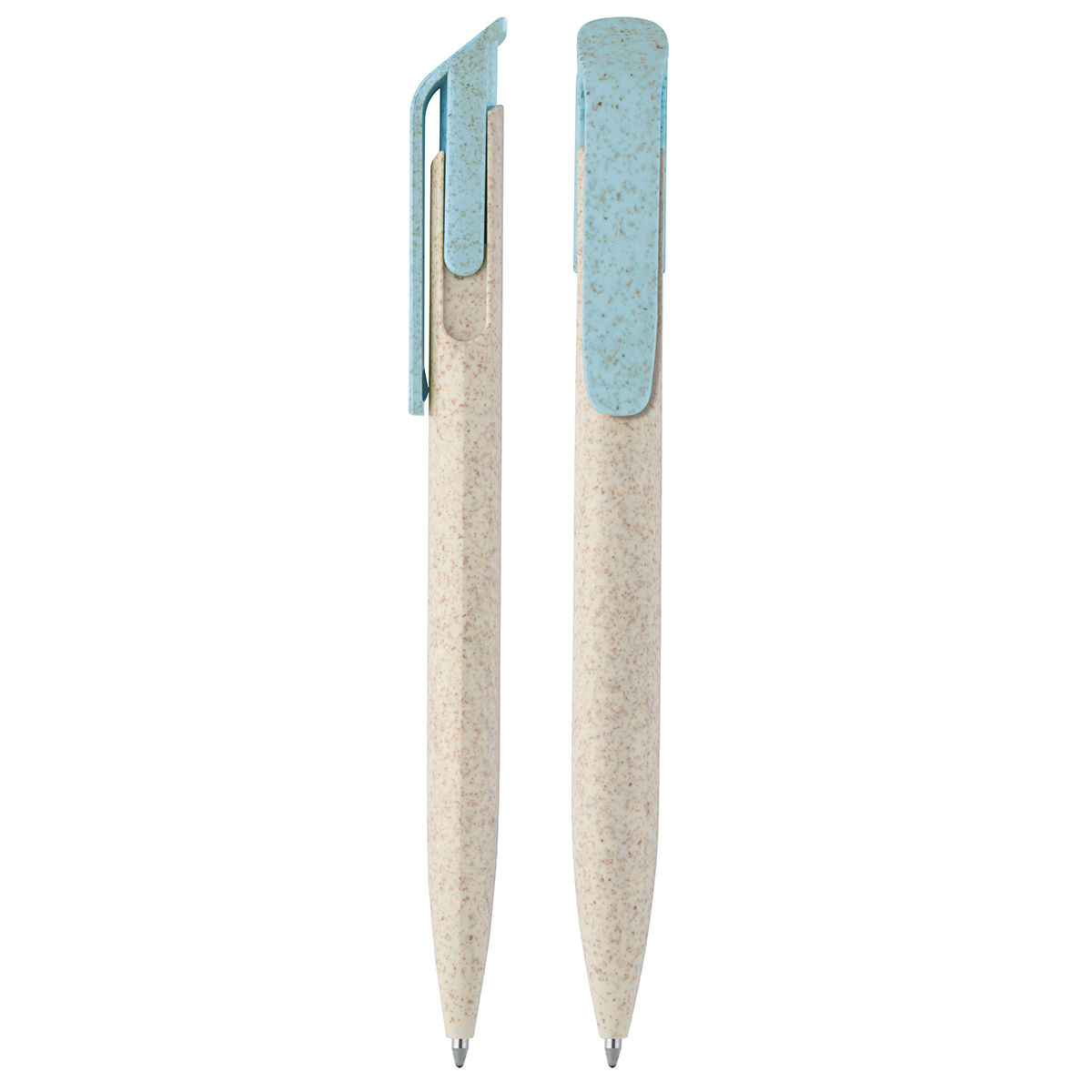 Druckkugelschreiber Bio, Grundfarbe beige, Zusatzfarbe hellblau