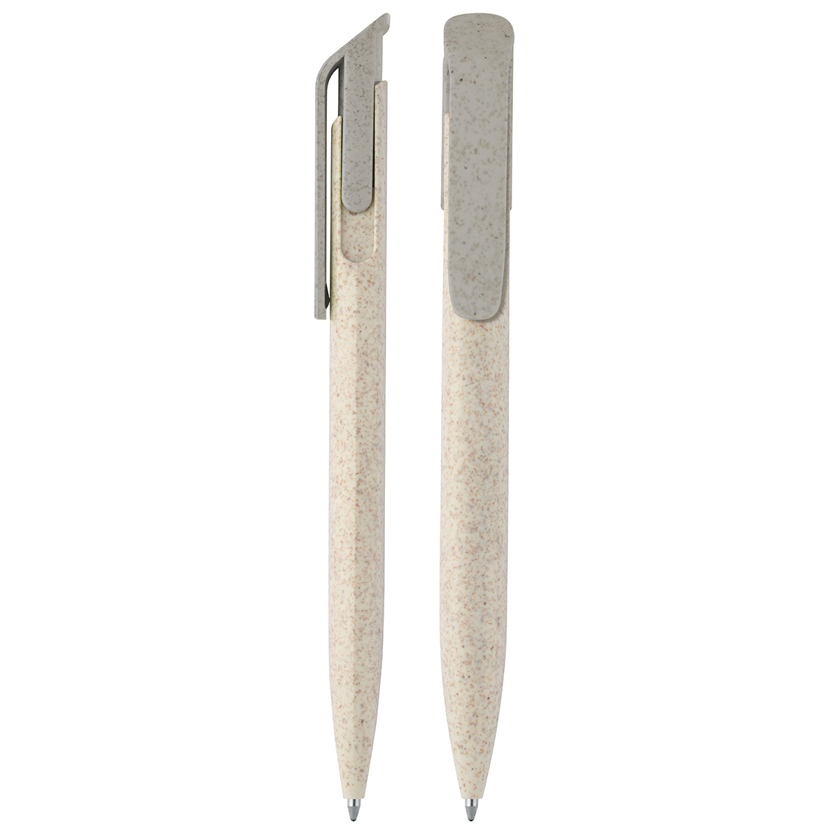 Druckkugelschreiber Bio, Grundfarbe beige, Zusatzfarbe grau