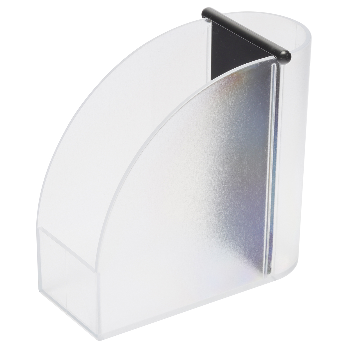 Zettelbox mit Köcher "Design", Zettelbox gefrostet transparent, Steg schwarz