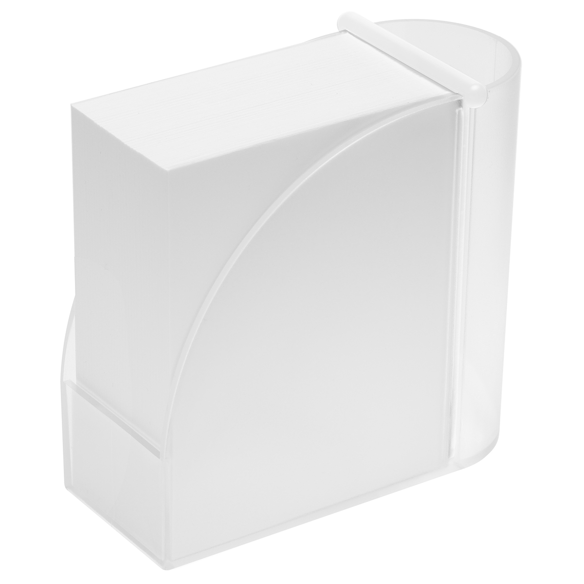 Zettelbox mit Köcher "Design", Zettelbox gefrostet transparent, Steg weiß