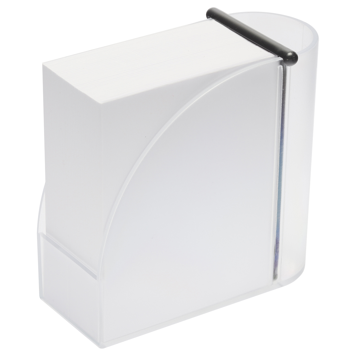 Zettelbox mit Köcher "Design", Zettelbox gefrostet transparent, Steg schwarz