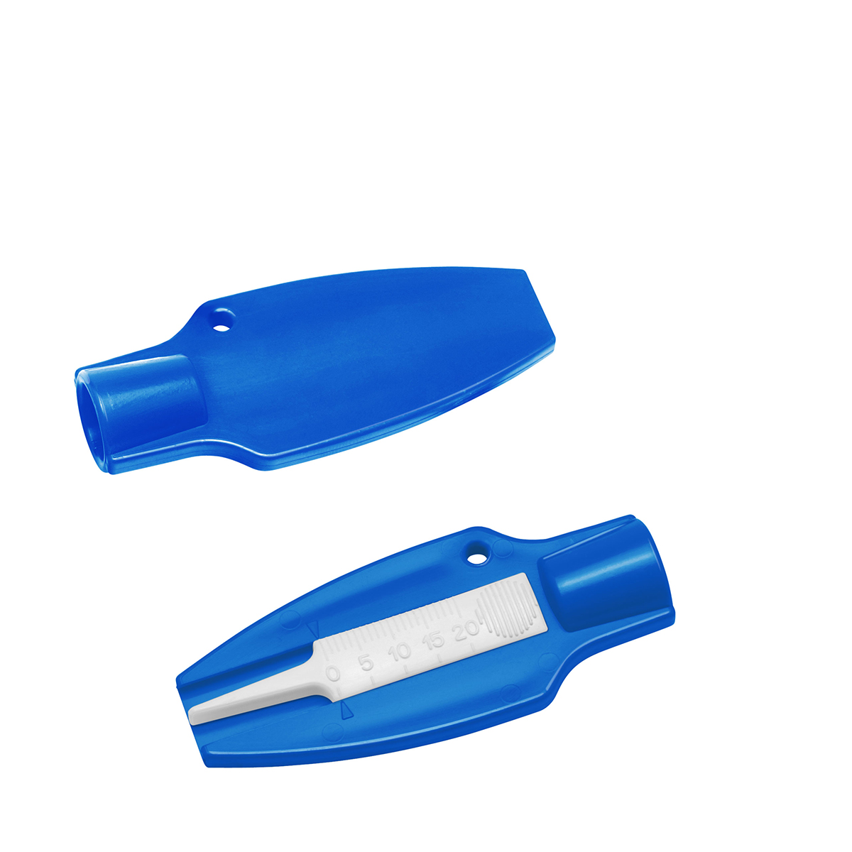 Reifenprofiltiefenmesser mit Ventilkappendreher, Grundfarbe blau, Bauteil 2 weiß