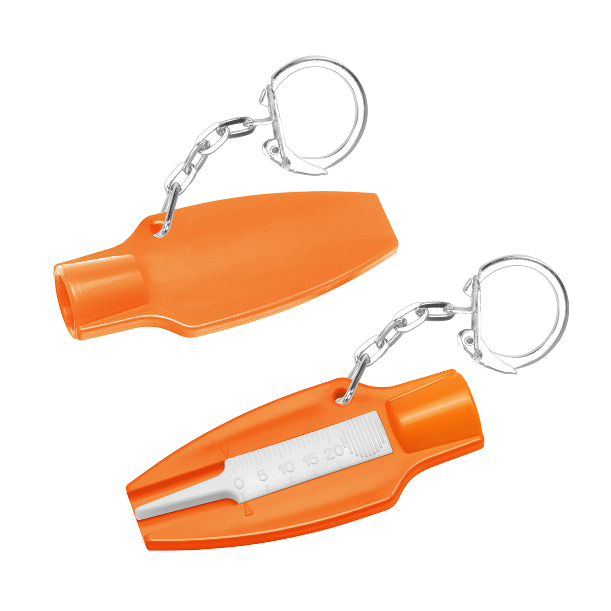 Reifenprofiltiefenmesser mit Ventilkappendreher, Grundfarbe orange, Bauteil 2 weiß