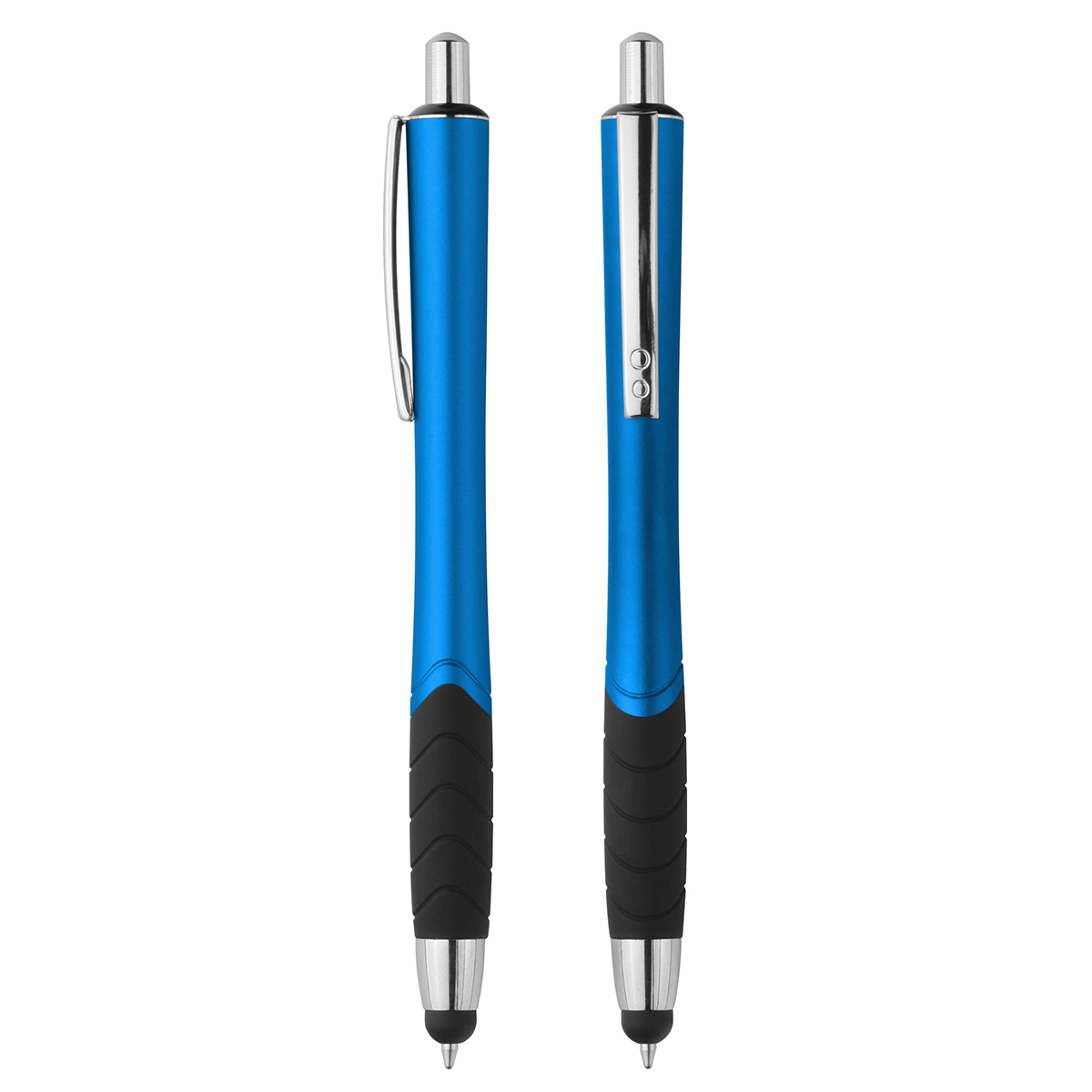Touchscreen-Druckkugelschreiber "Atlas", Grundfarbe blau, Zusatzfarbe schwarz