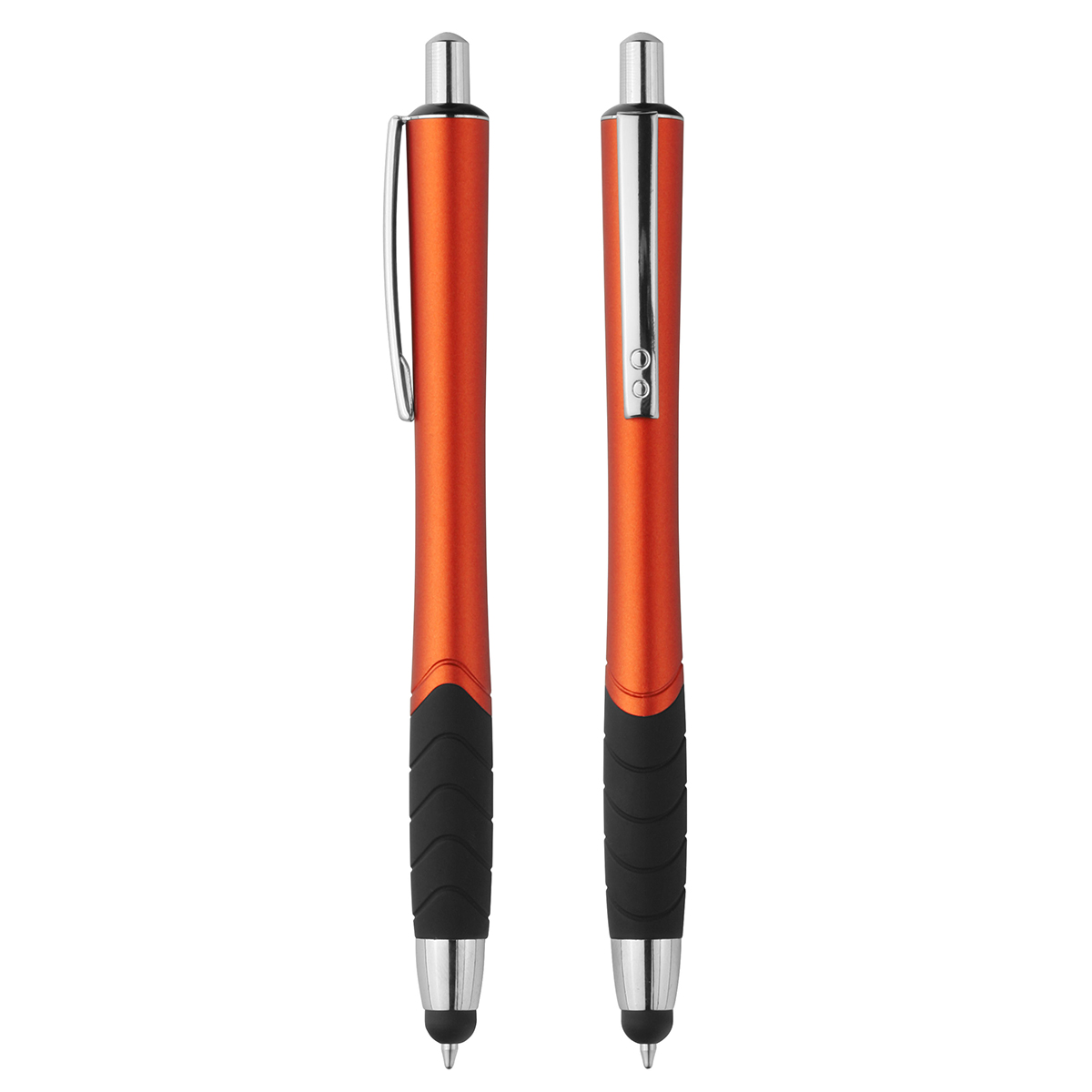 Touchscreen-Druckkugelschreiber "Atlas", Grundfarbe orange, Zusatzfarbe schwarz