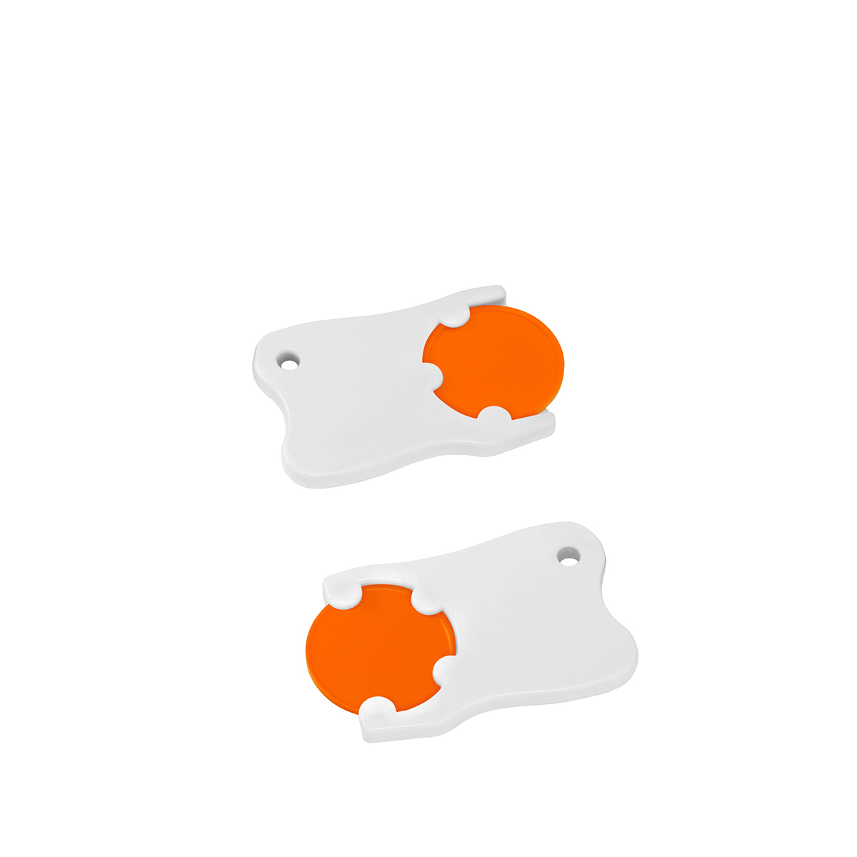 Chiphalter mit 1€-Chip "Zahn", Chip orange, Chiphalter weiß