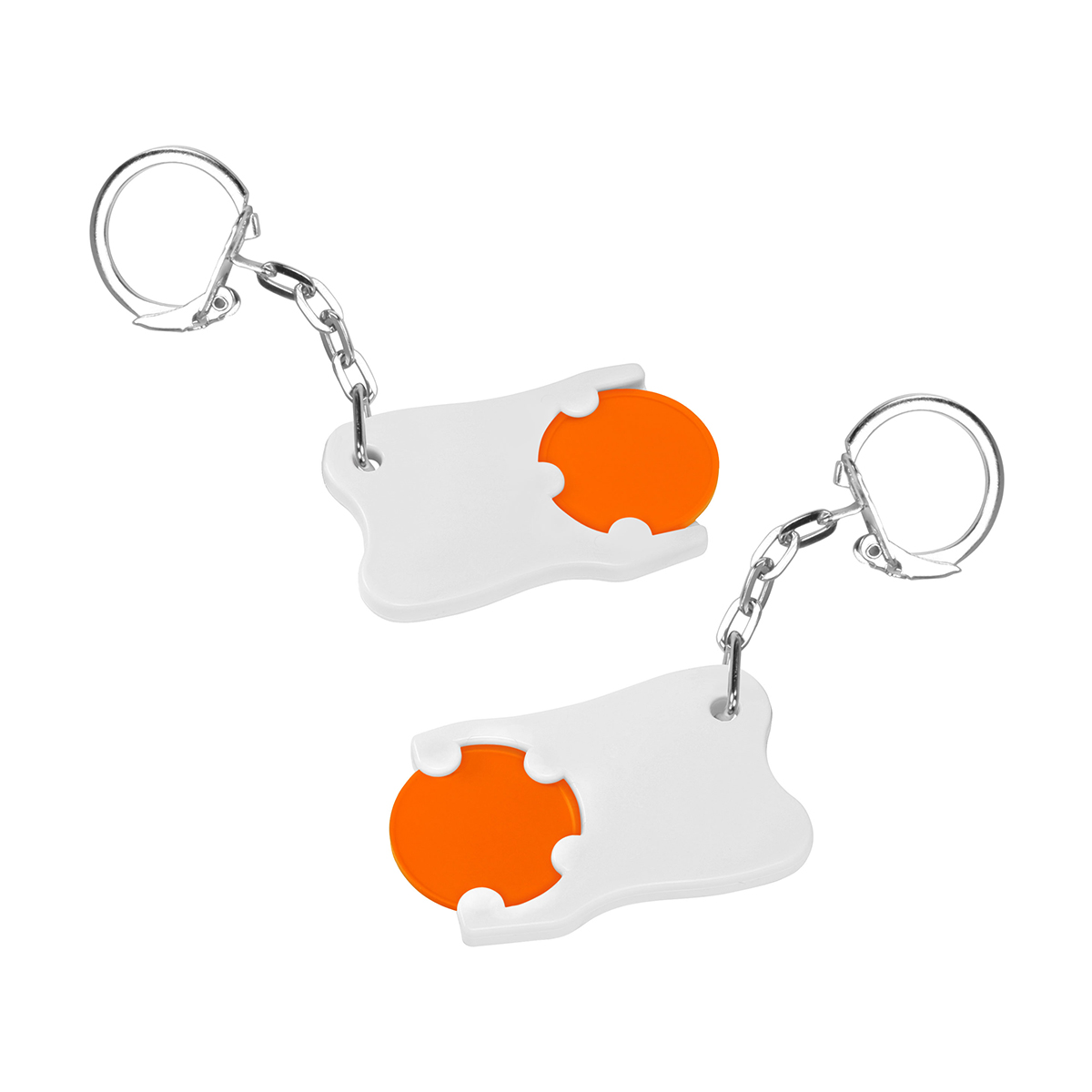 Chiphalter mit 1€-Chip "Zahn", Chip orange, Chiphalter weiß