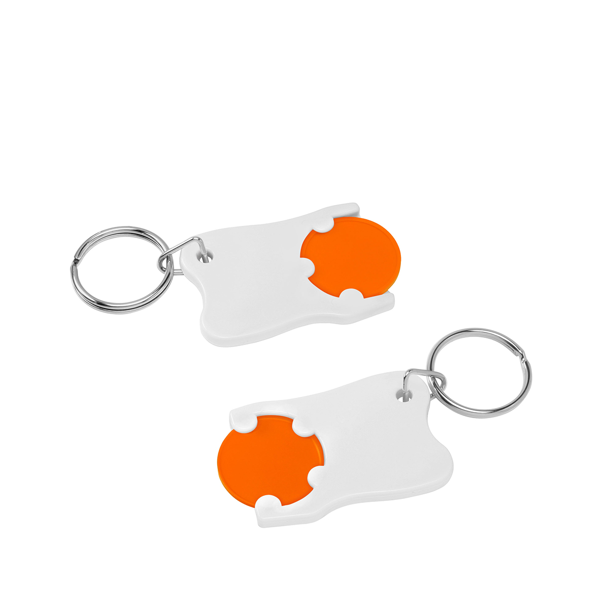 Chiphalter mit 1€-Chip "Zahn", Chip orange, Chiphalter weiß