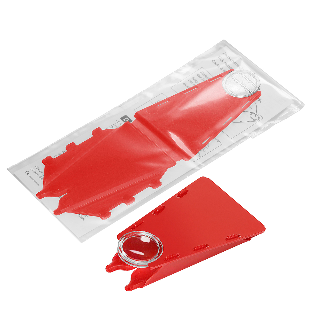 Zeckenentferner mit Lupe, rot