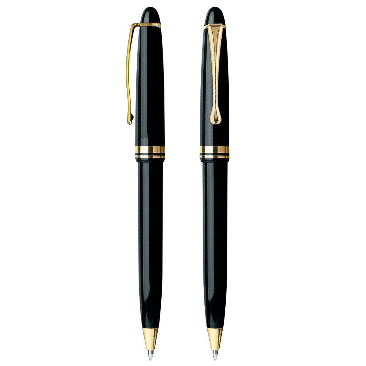 Kappendruck-Kugelschreiber "Kappa", Grundfarbe schwarz, Zusatzfarbe gold