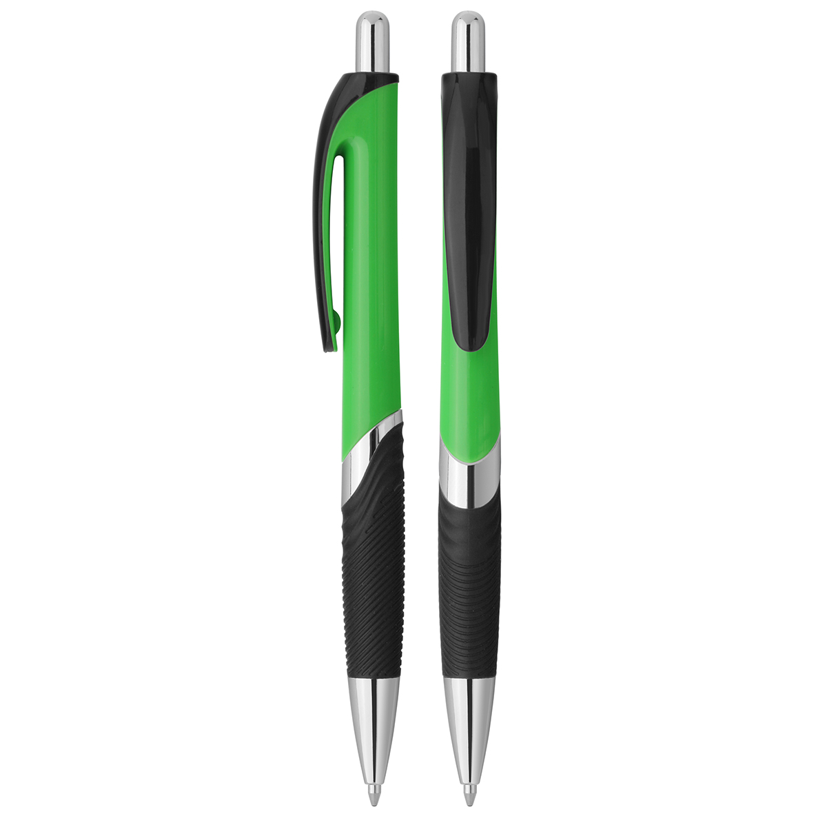 Druckkugelschreiber "Lambda", Grundfarbe grün, Zusatzfarbe schwarz