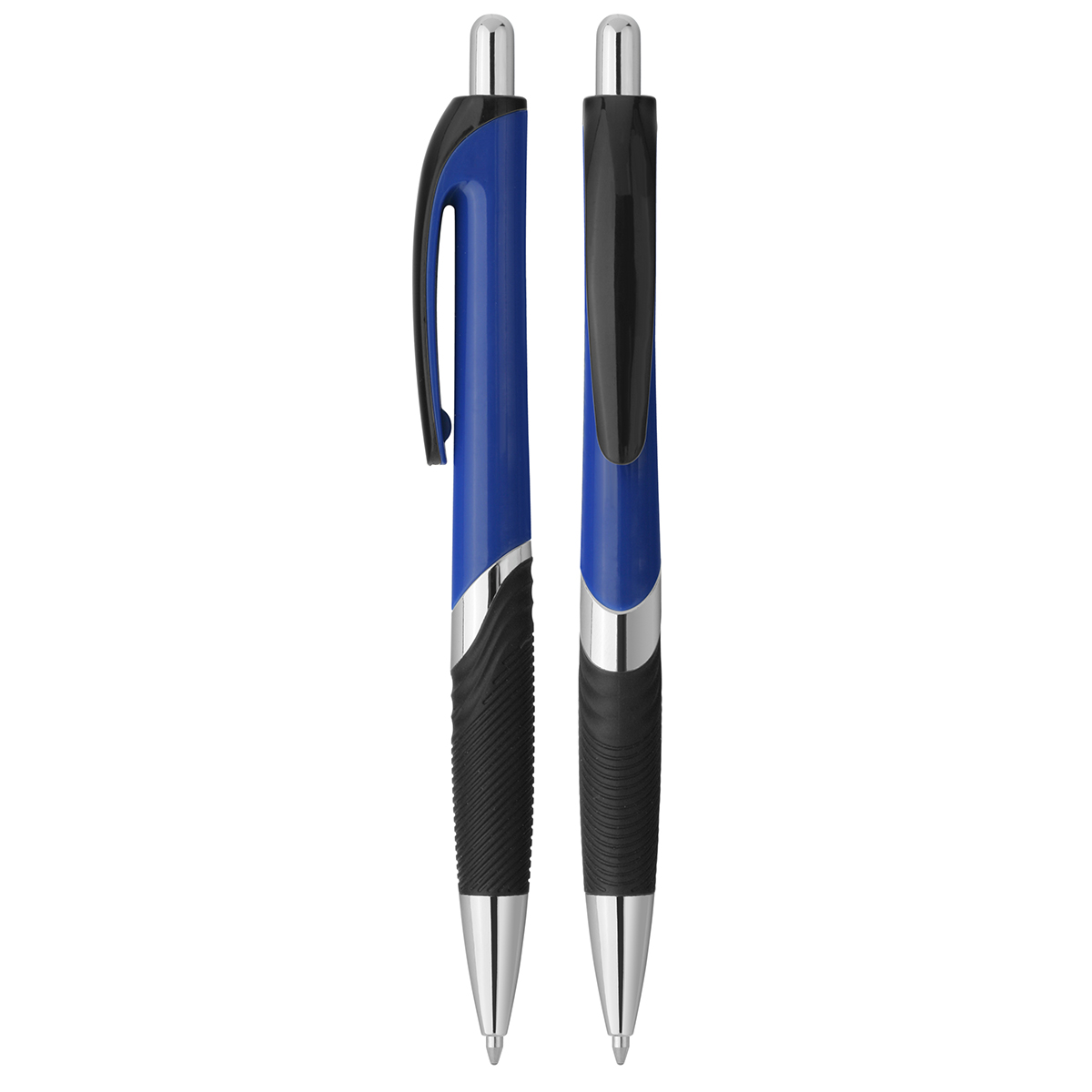 Druckkugelschreiber "Lambda", Grundfarbe blau, Zusatzfarbe schwarz