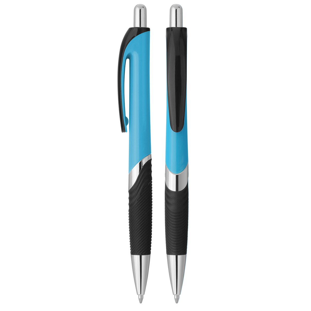 Druckkugelschreiber "Lambda", Grundfarbe hellblau, Zusatzfarbe schwarz