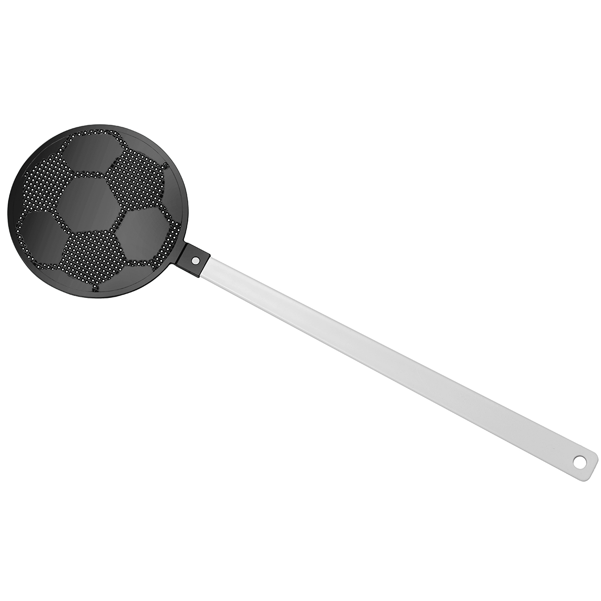 Fliegenklatsche "Fußball", Griff weiß, Klatsche schwarz