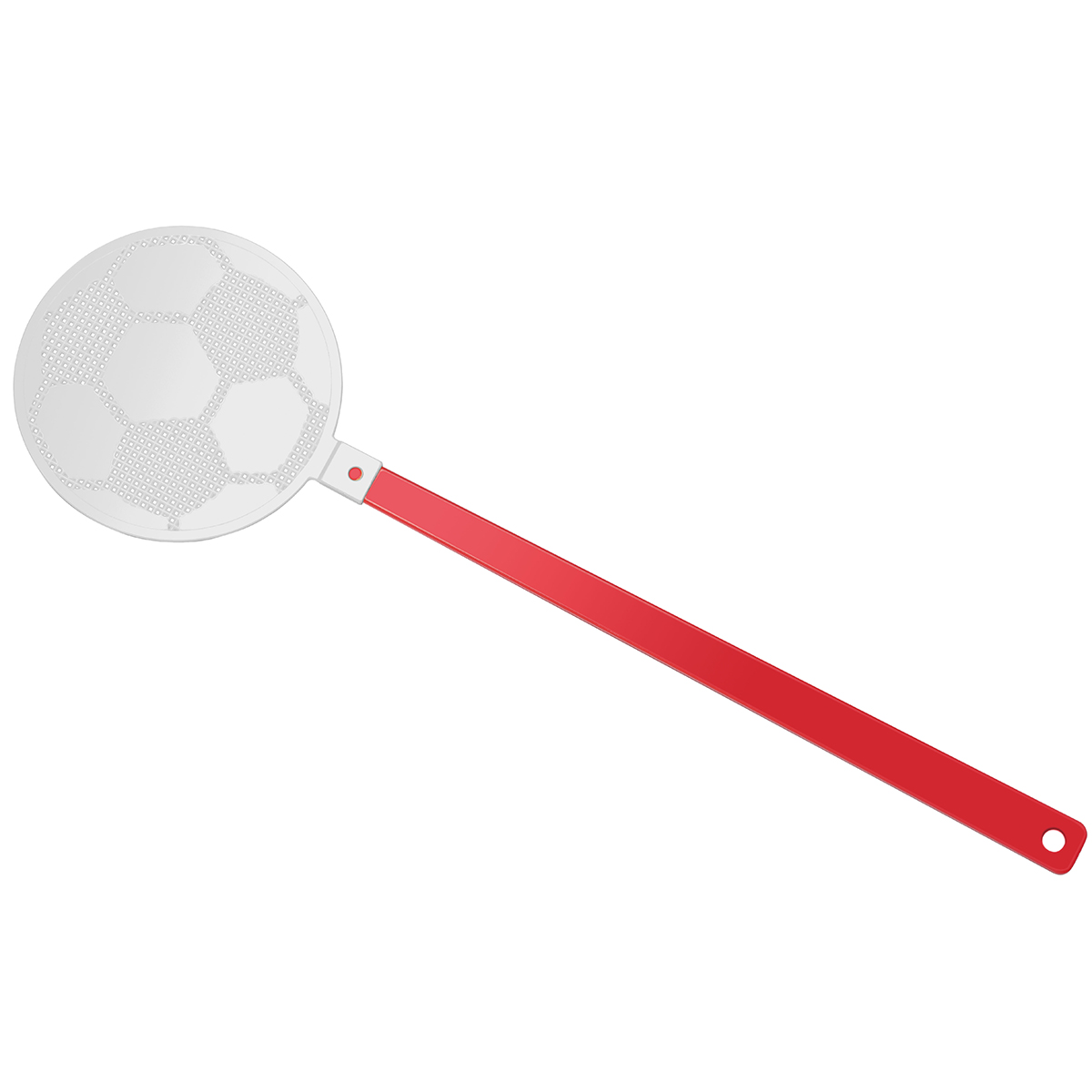 Fliegenklatsche "Fußball", Griff rot, Klatsche weiß