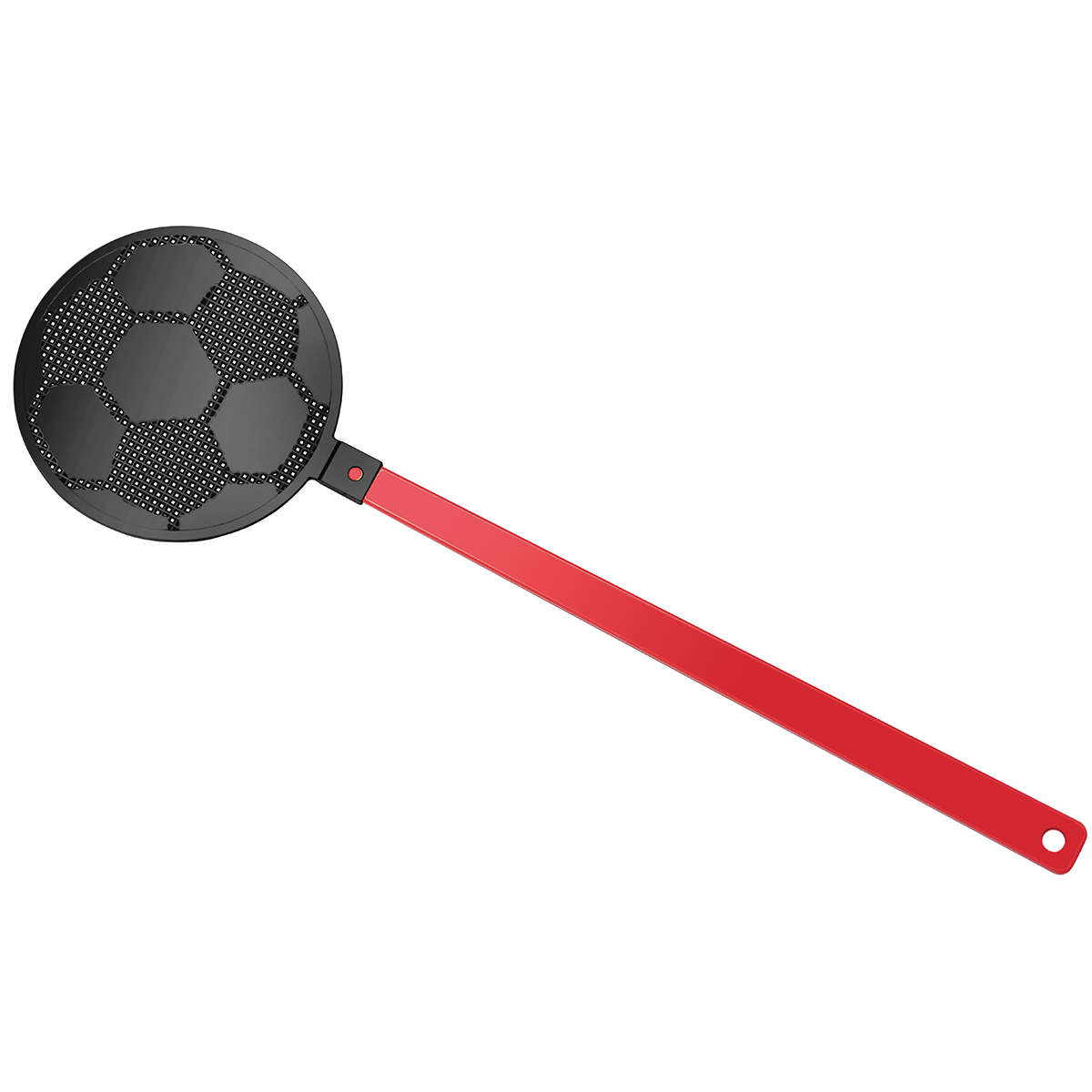 Fliegenklatsche "Fußball", Griff rot, Klatsche schwarz