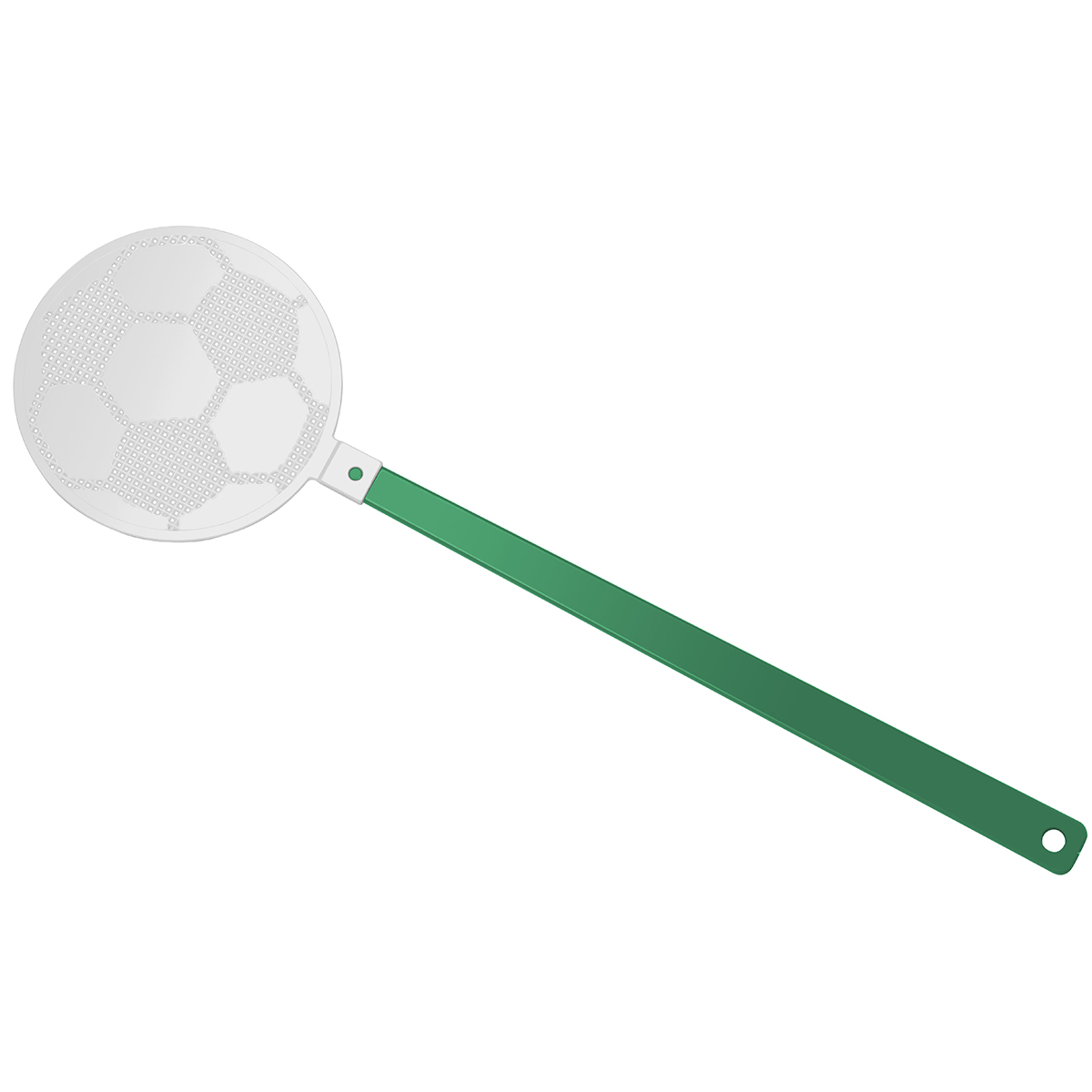 Fliegenklatsche "Fußball", Griff grün, Klatsche weiß