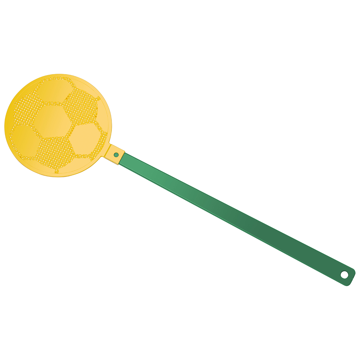 Fliegenklatsche "Fußball", Griff grün, Klatsche gelb