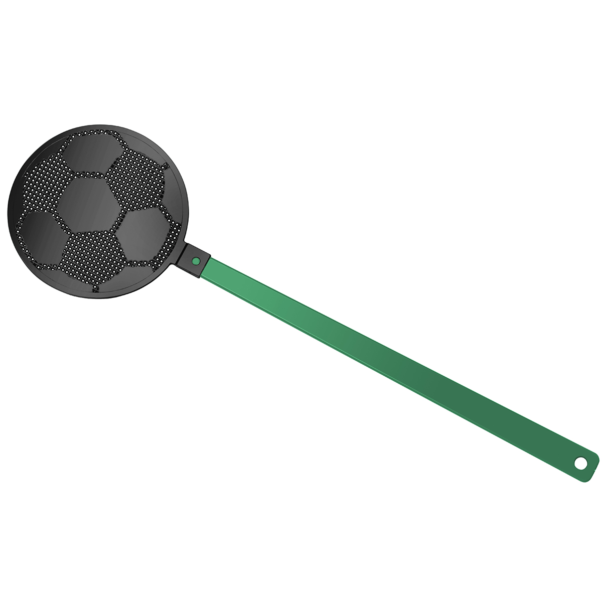 Fliegenklatsche "Fußball", Griff grün, Klatsche schwarz