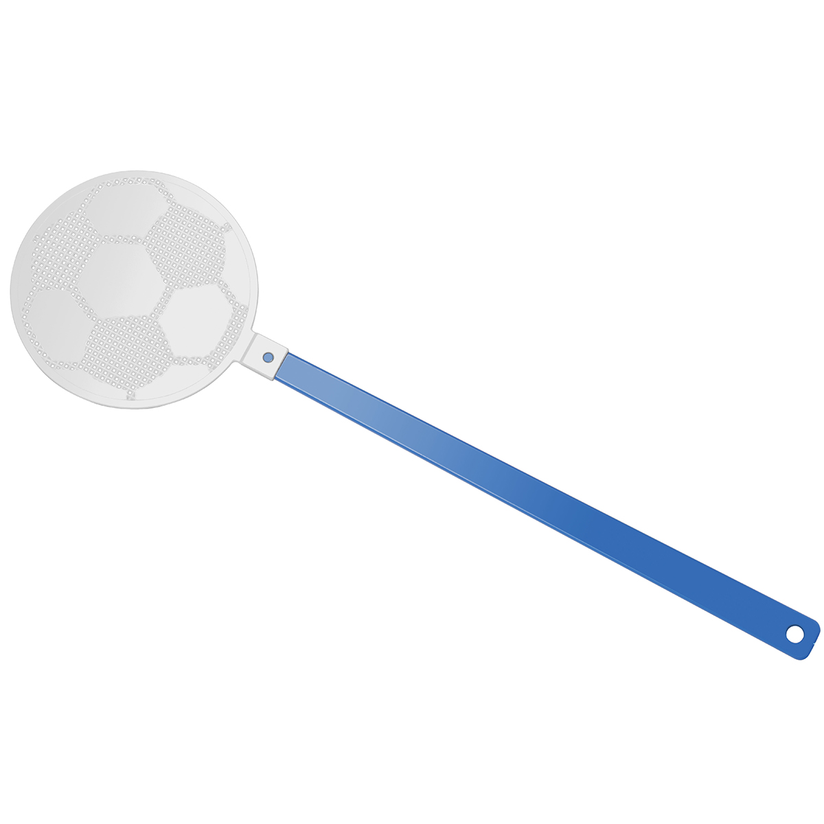 Fliegenklatsche "Fußball", Griff blau, Klatsche weiß