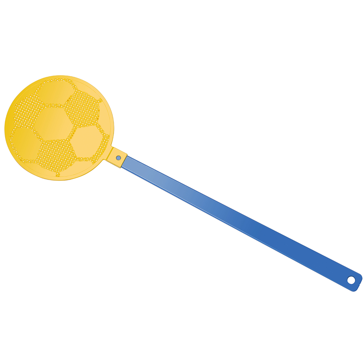 Fliegenklatsche "Fußball", Griff blau, Klatsche gelb