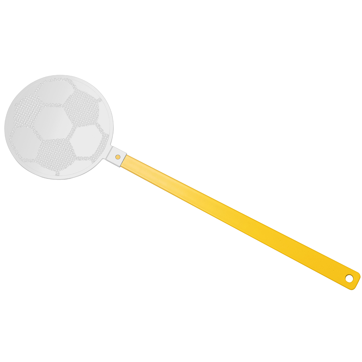 Fliegenklatsche "Fußball", Griff gelb, Klatsche weiß