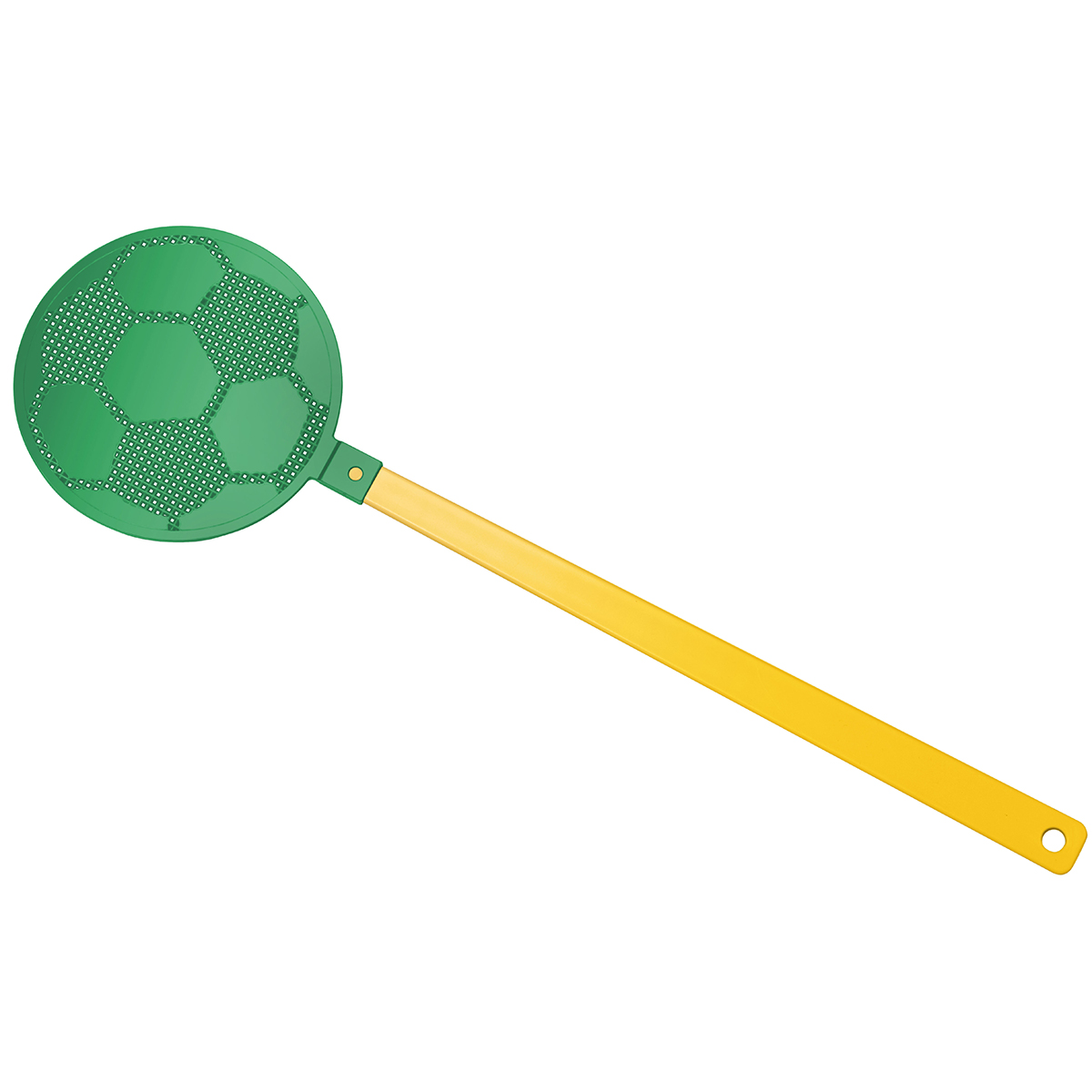 Fliegenklatsche "Fußball", Griff gelb, Klatsche grün