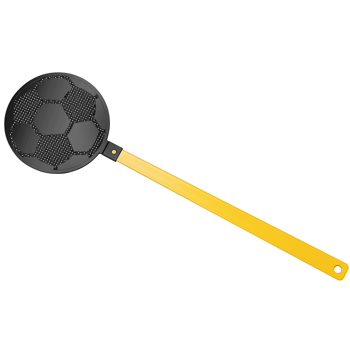 Fliegenklatsche "Fußball", Griff gelb, Klatsche schwarz