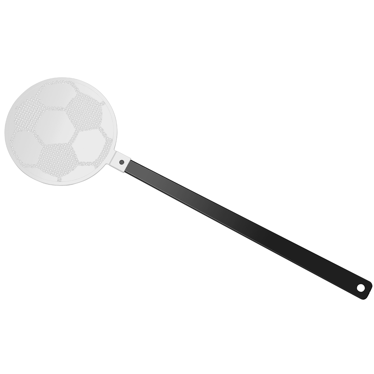 Fliegenklatsche "Fußball", Griff schwarz, Klatsche weiß