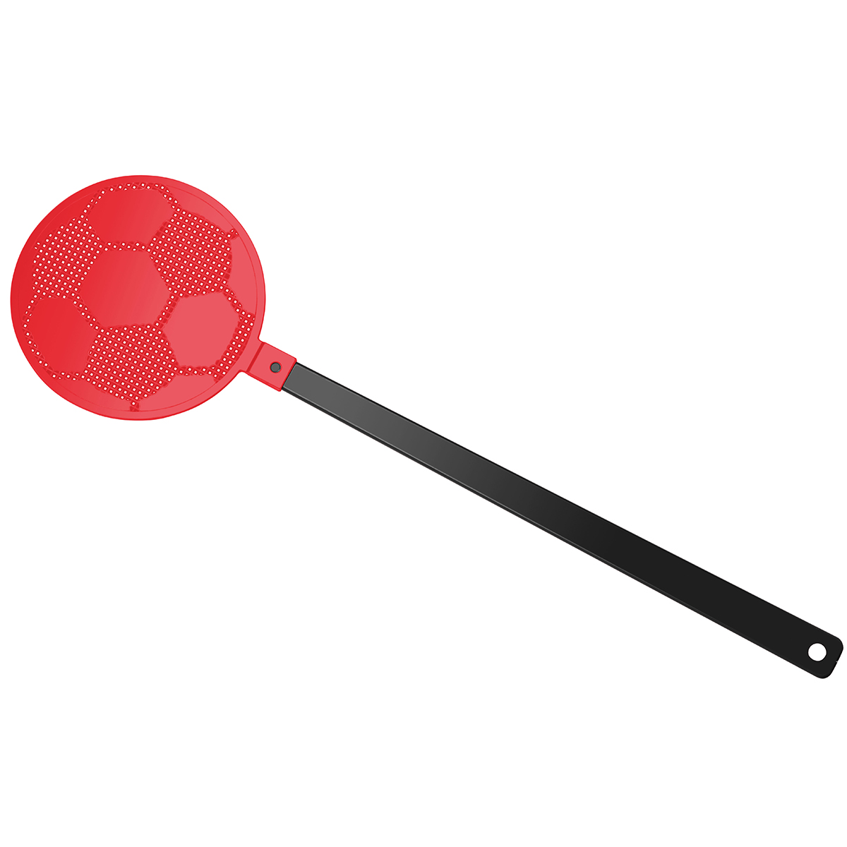 Fliegenklatsche "Fußball", Griff schwarz, Klatsche rot