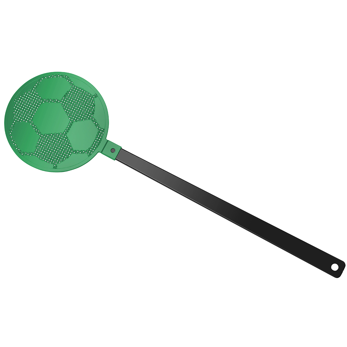 Fliegenklatsche "Fußball", Griff schwarz, Klatsche grün