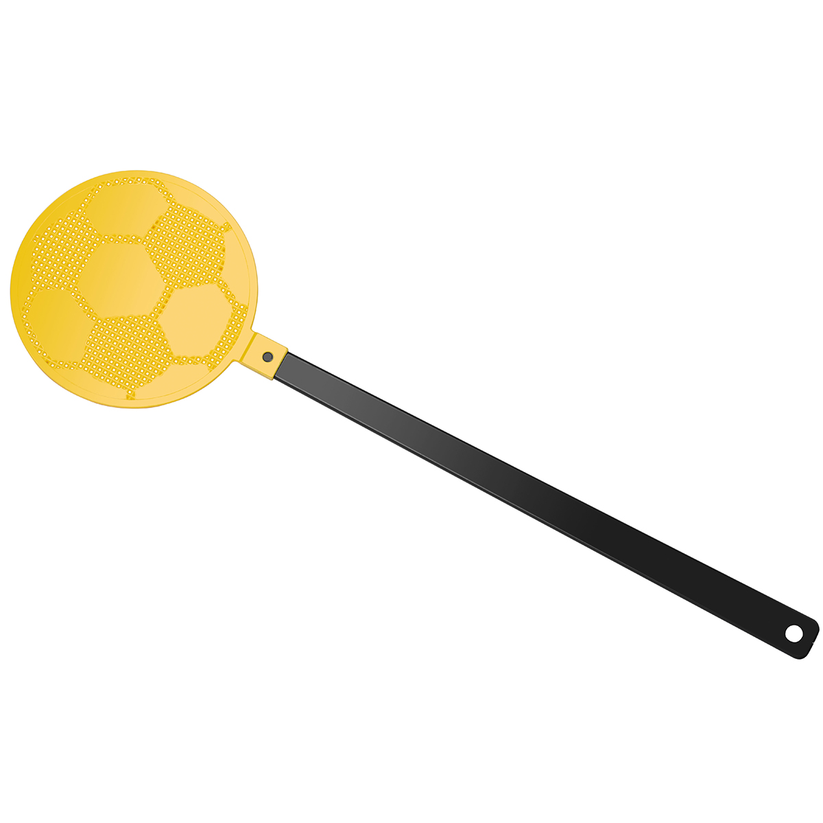 Fliegenklatsche "Fußball", Griff schwarz, Klatsche gelb