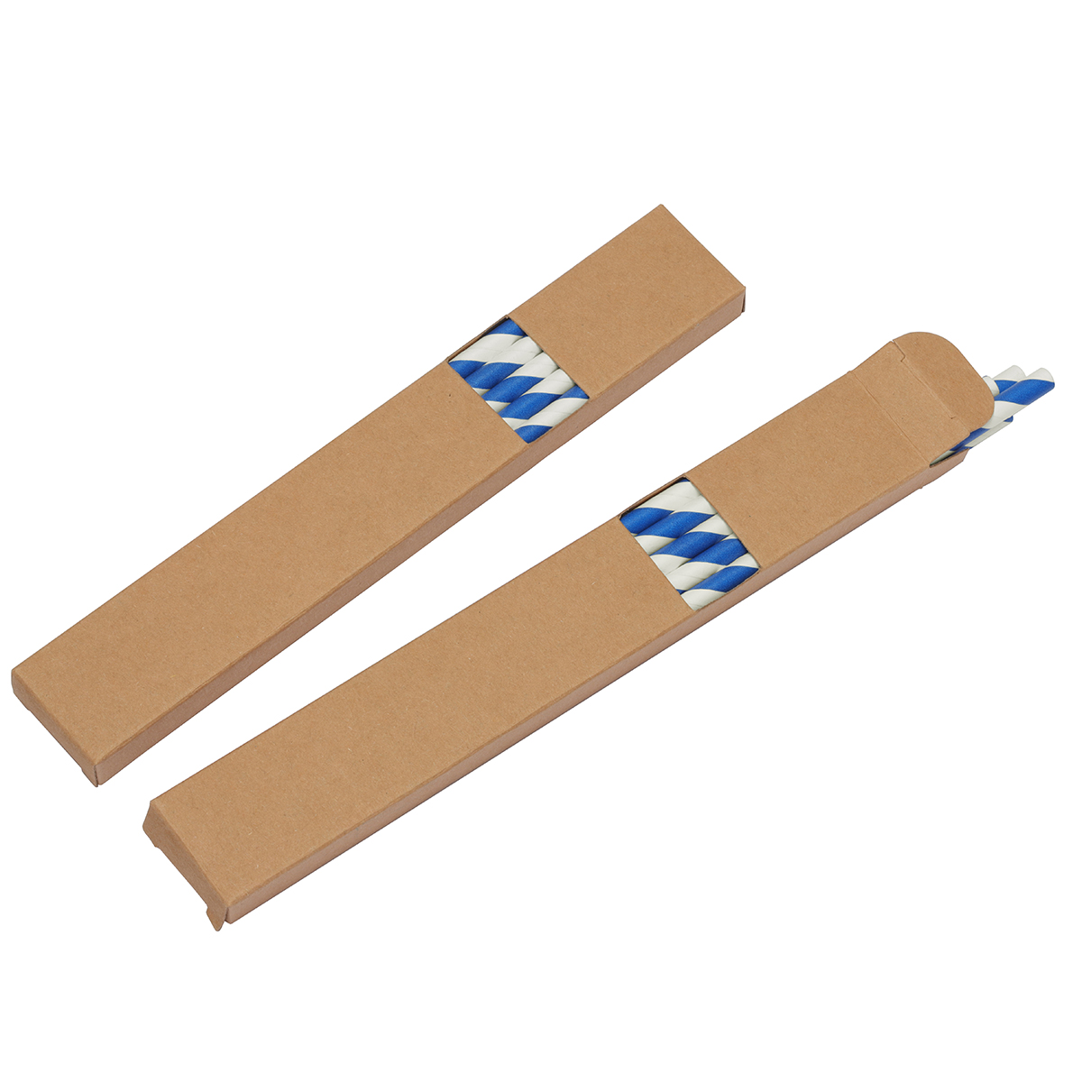 Strohhalm-Set Papier, Grundfarbe weiß, Zusatzfarbe blau