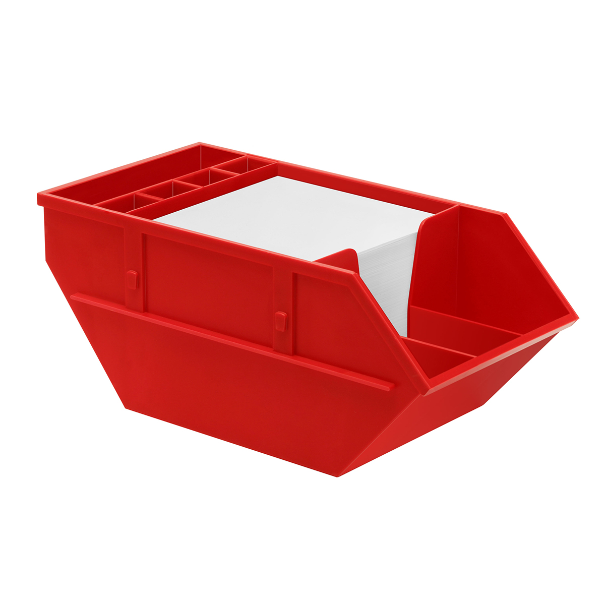 Zettelbox mit Köcher "Container", rot