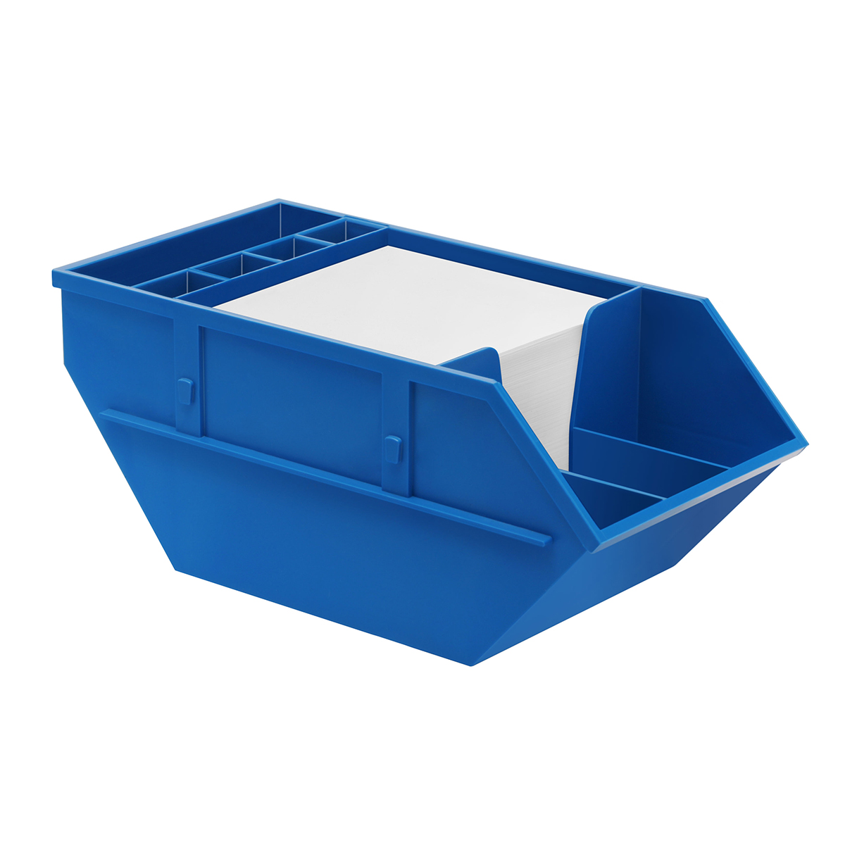 Zettelbox mit Köcher "Container", blau