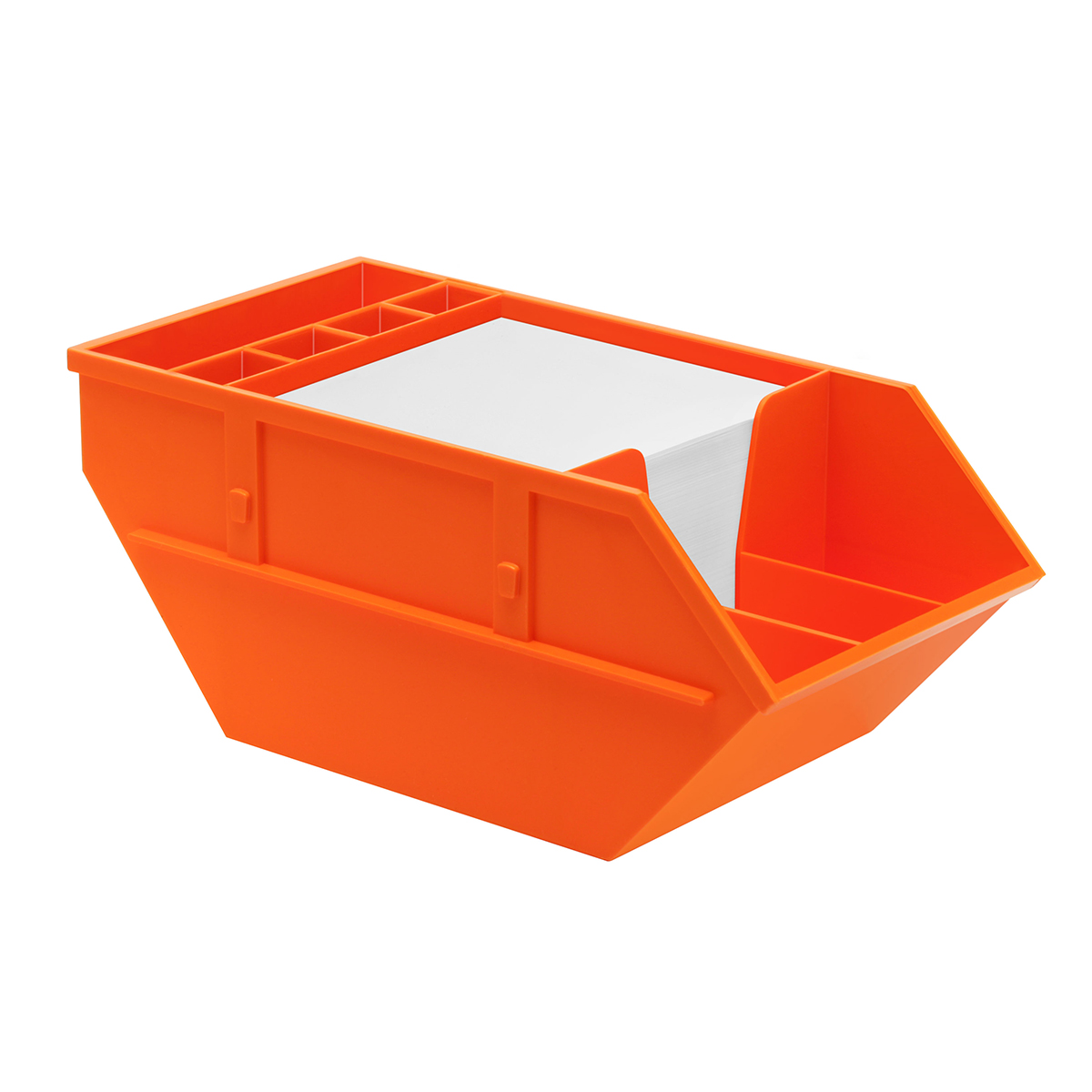 Zettelbox mit Köcher "Container", orange