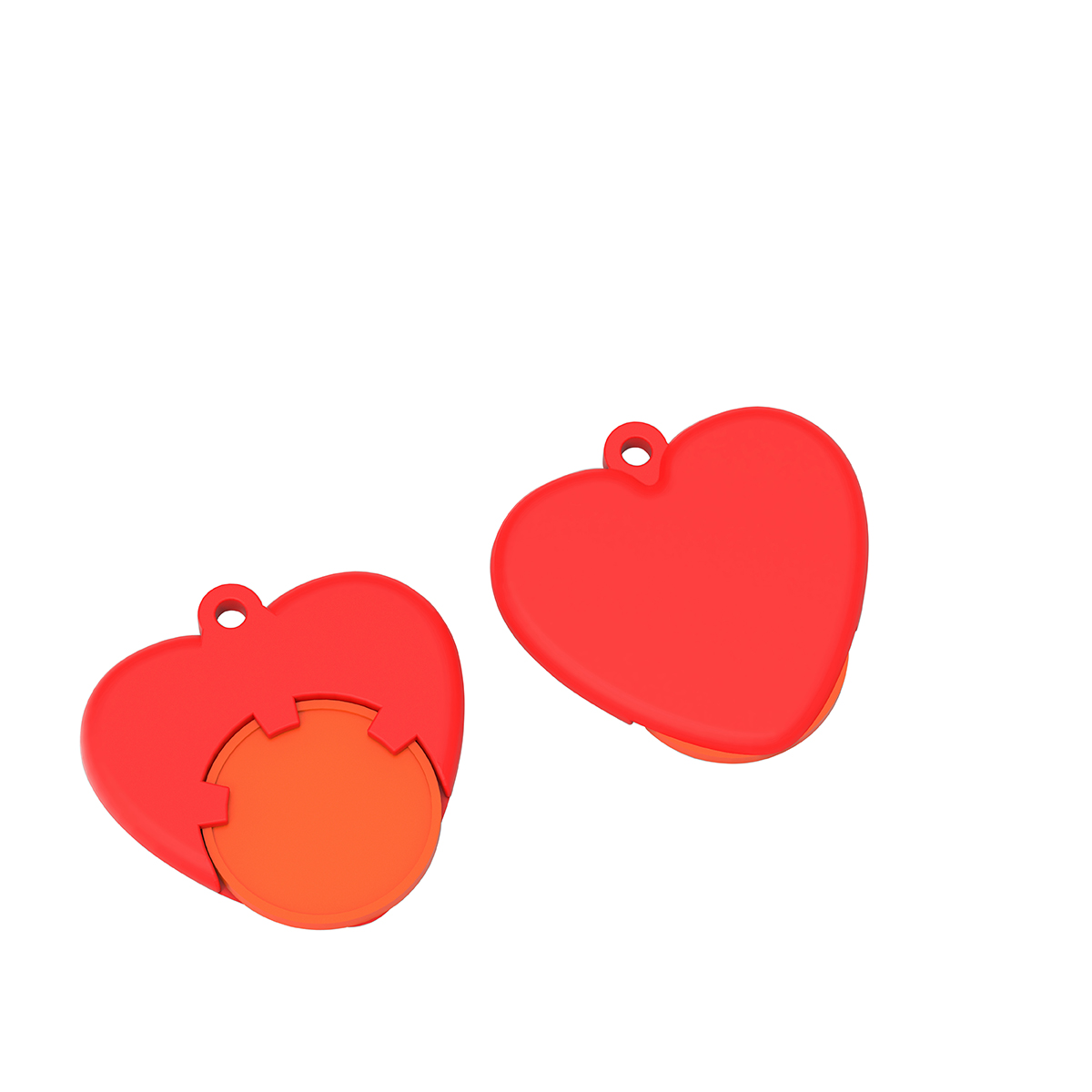 Chiphalter mit 1€-Chip "Herz", Chip orange, Chiphalter rot