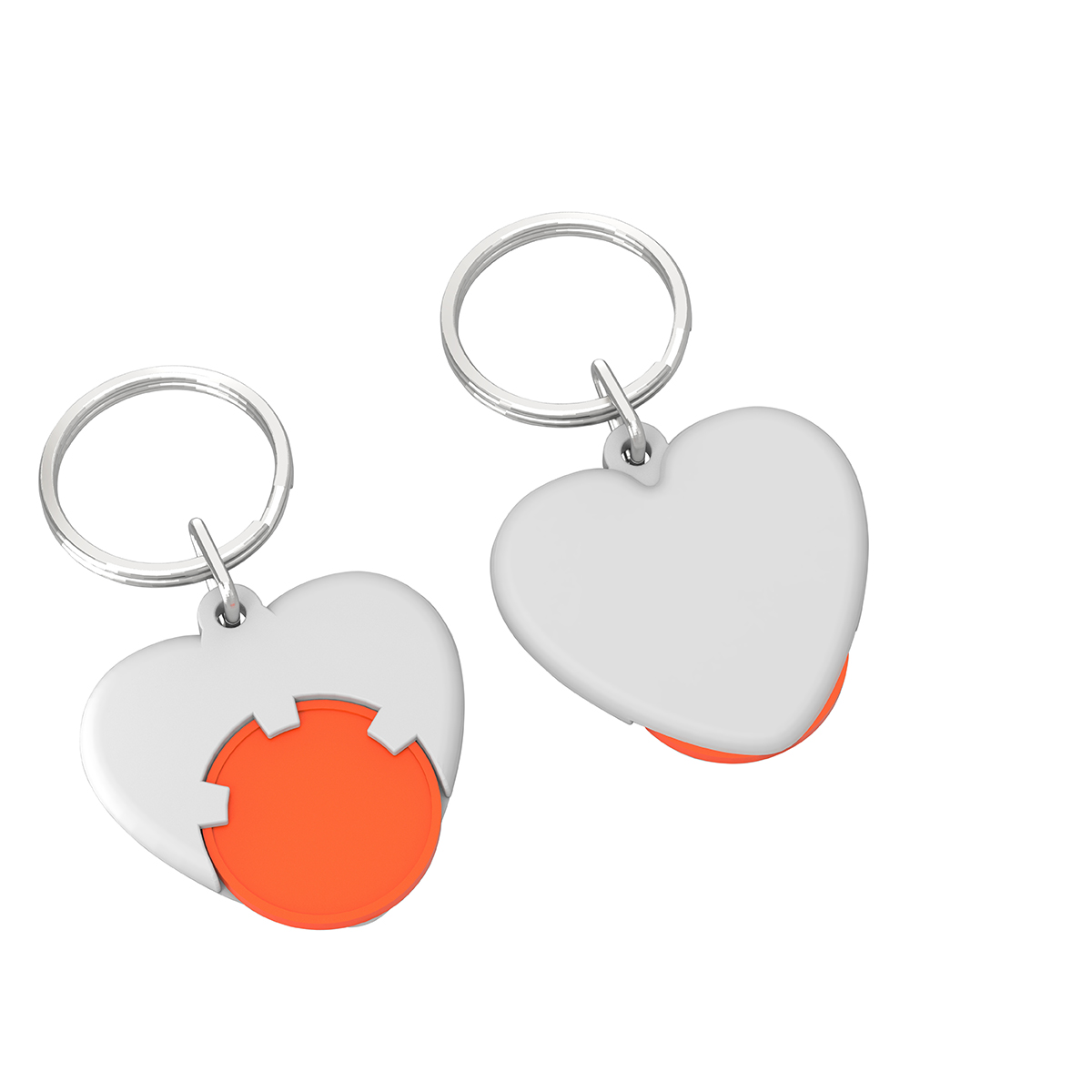 Chiphalter mit 1€-Chip "Herz", Chip orange, Chiphalter weiß