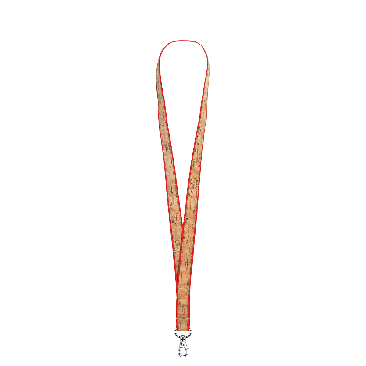 Schlüsselband/Lanyard "Kork", Grundfarbe ca. Pantone 485C, Zusatzfarbe beige