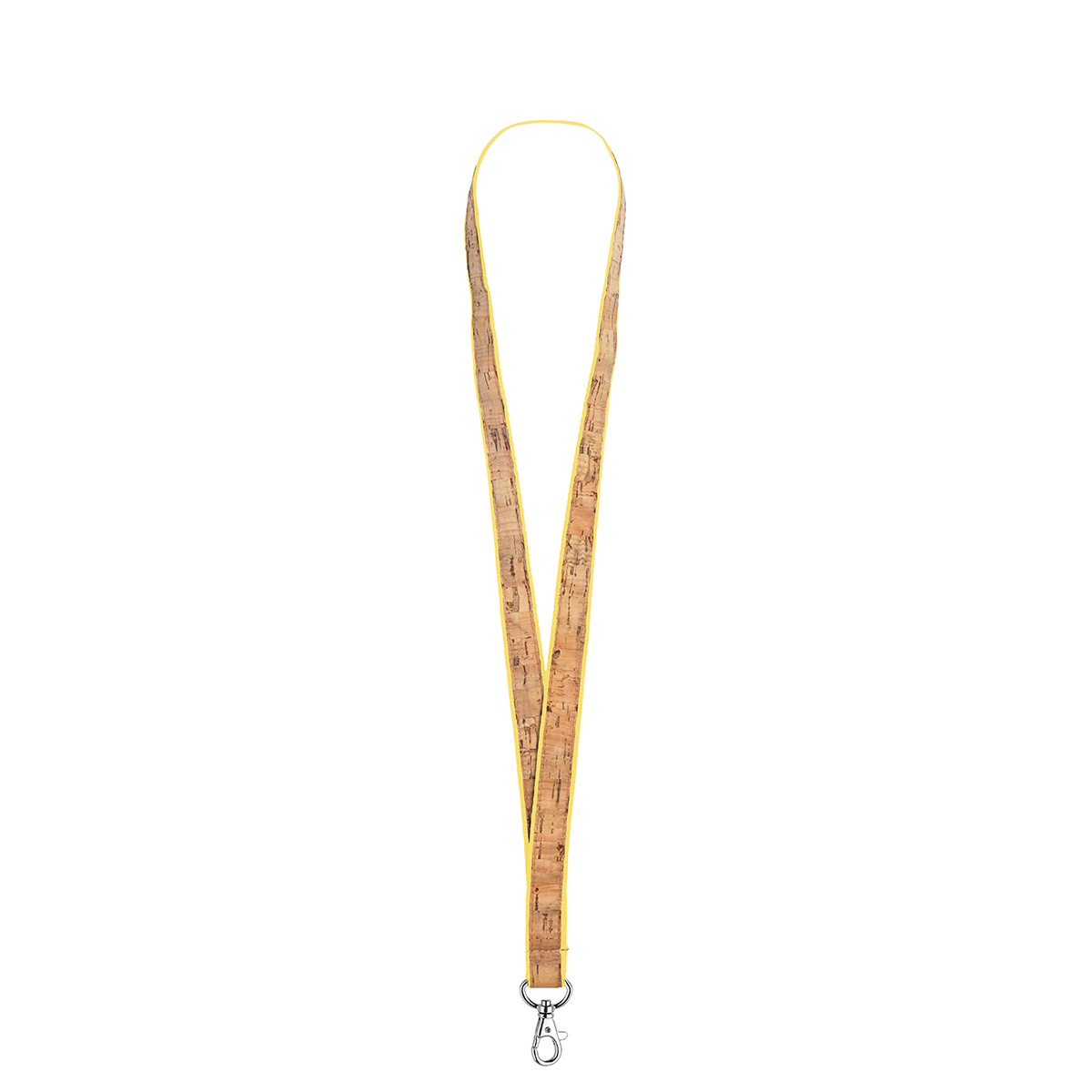 Schlüsselband/Lanyard "Kork", Grundfarbe ca. Pantone yellow C, Zusatzfarbe beige