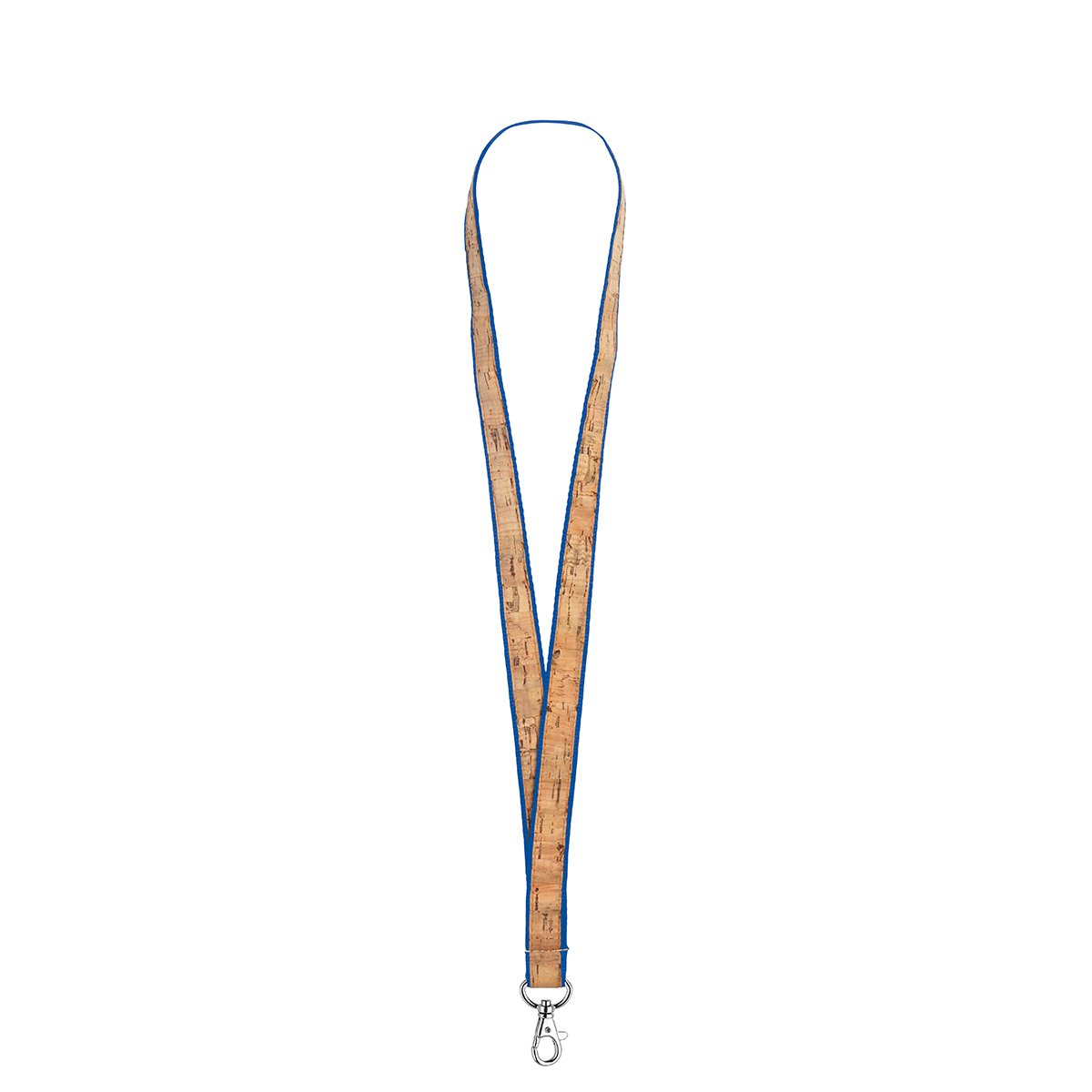 Schlüsselband/Lanyard "Kork", Grundfarbe ca. Pantone Reflex blue C, Zusatzfarbe beige