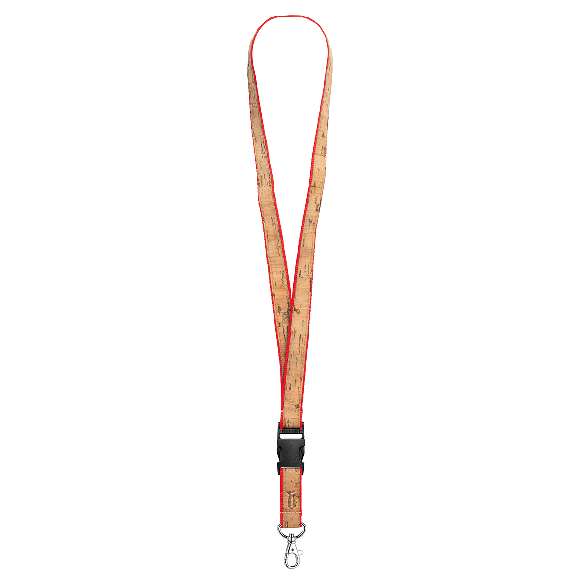 Schlüsselband/Lanyard "Kork", Grundfarbe ca. Pantone 485C, Zusatzfarbe beige