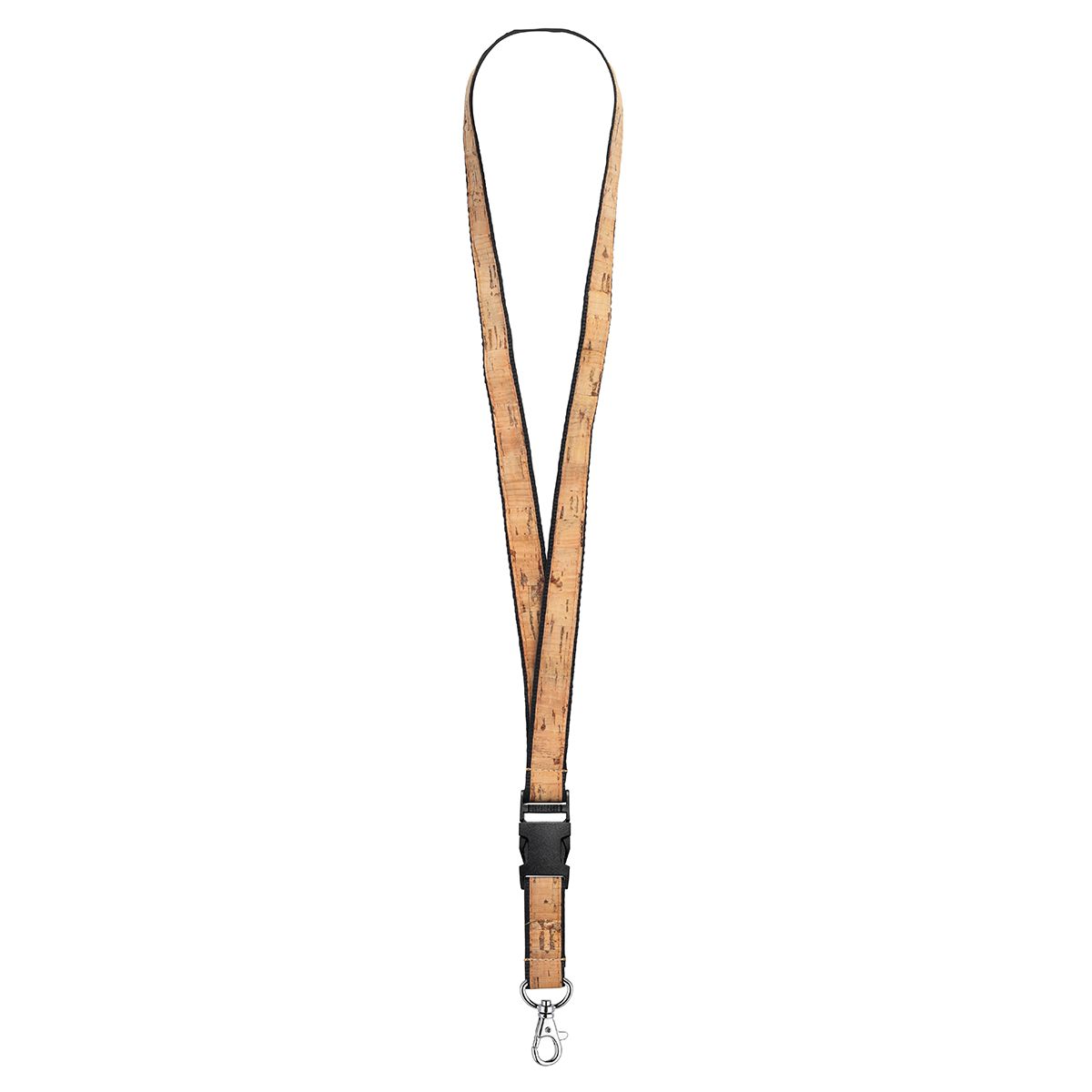 Schlüsselband/Lanyard "Kork", Grundfarbe schwarz, Zusatzfarbe beige