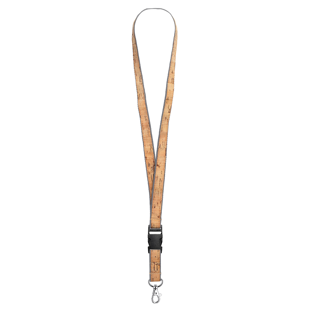 Schlüsselband/Lanyard "Kork", Grundfarbe ca. Pantone cool gray 8C, Zusatzfarbe beige