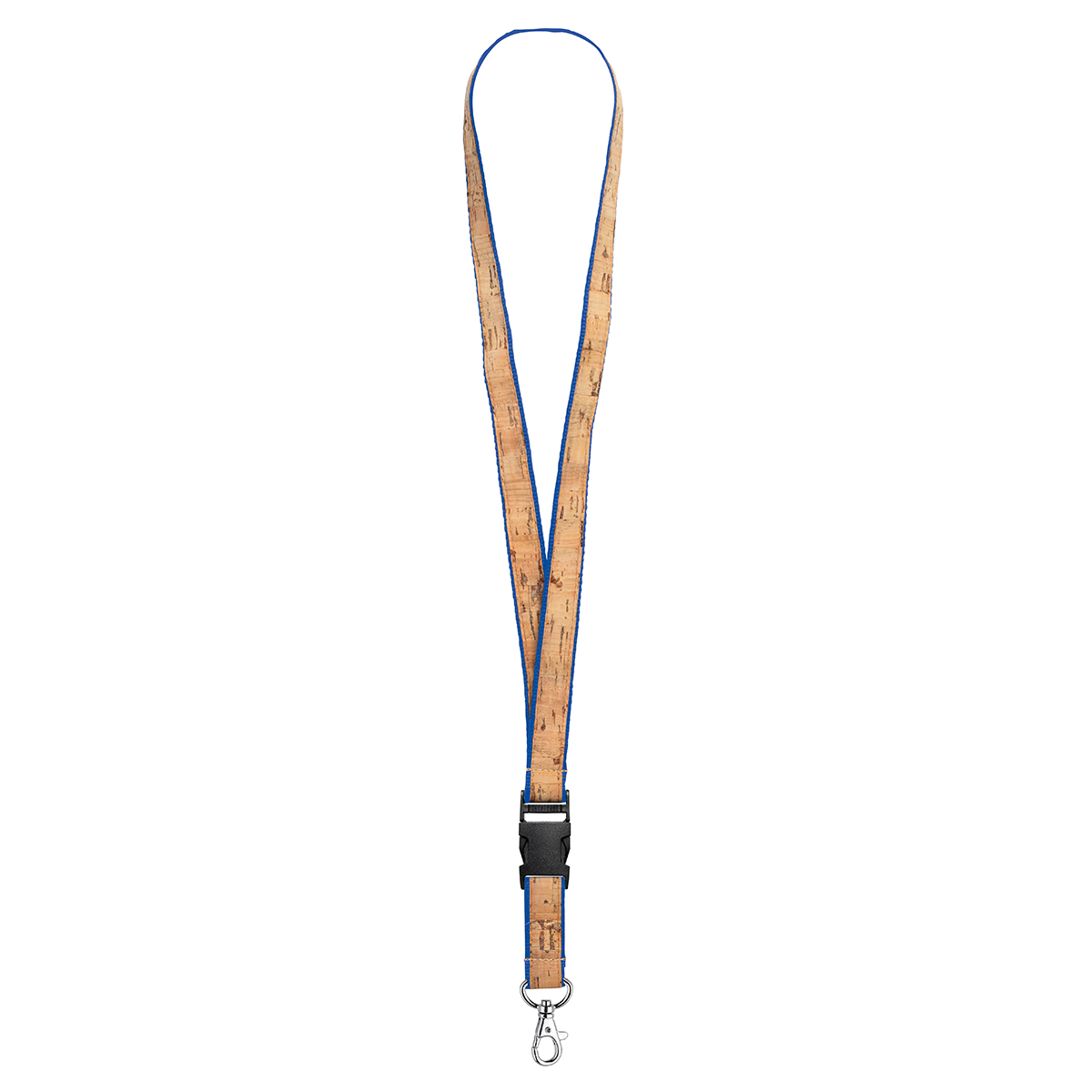 Schlüsselband/Lanyard "Kork", Grundfarbe ca. Pantone Reflex blue C, Zusatzfarbe beige