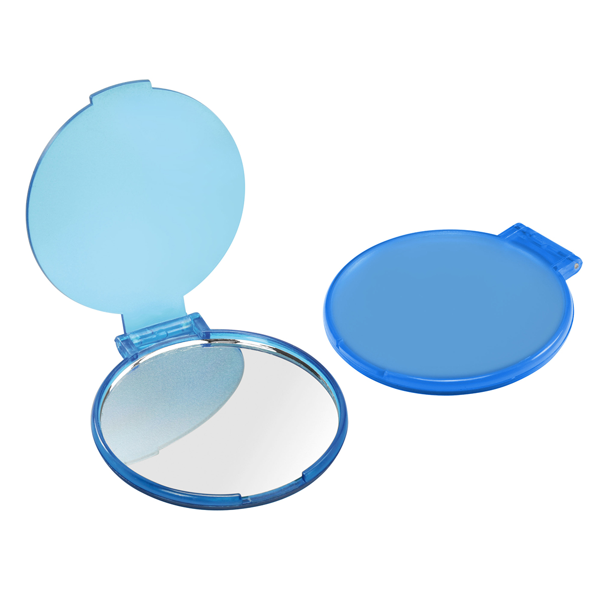 Taschenspiegel, rund, transparent blau