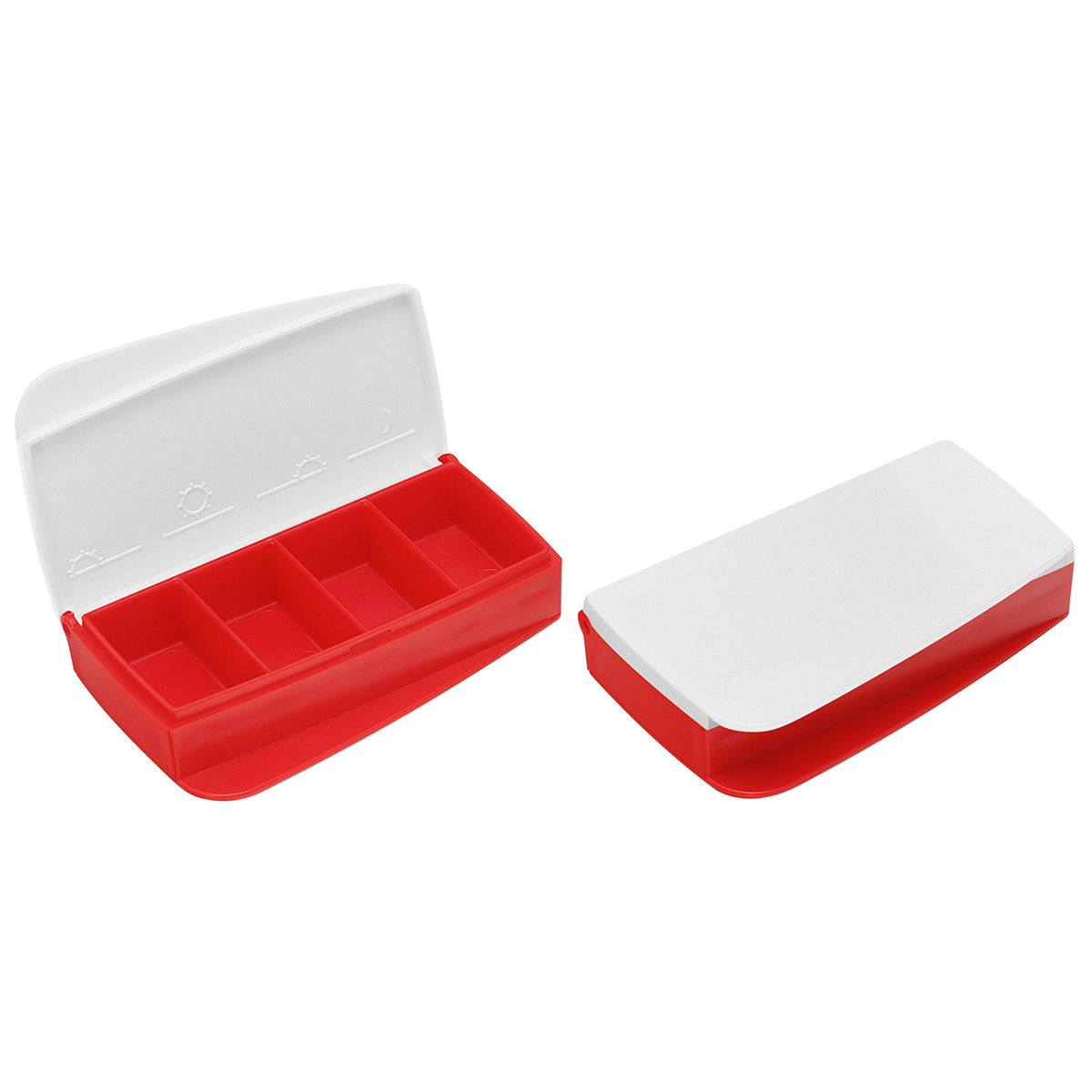 Pillendose "Alpha", Oberteil weiß, Unterteil rot