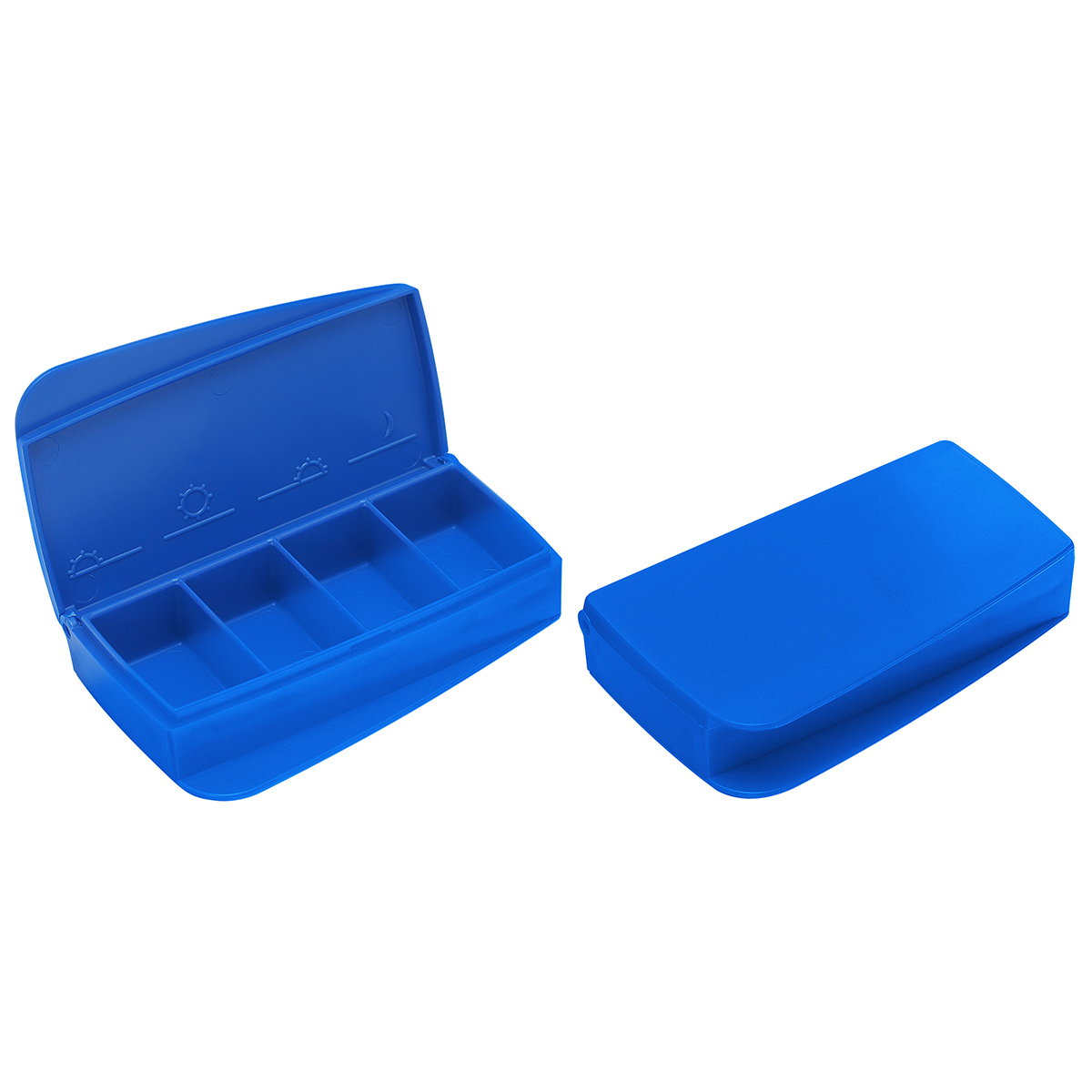 Pillendose "Alpha", Oberteil blau, Unterteil blau